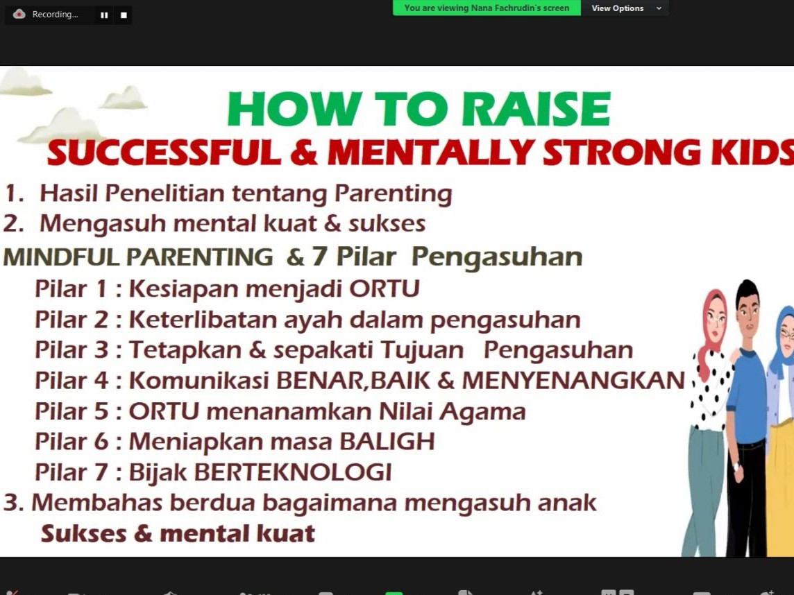 Sharing session ilmu parenting dengan topik Successful and Mentally Strong Kids secara interaktif.