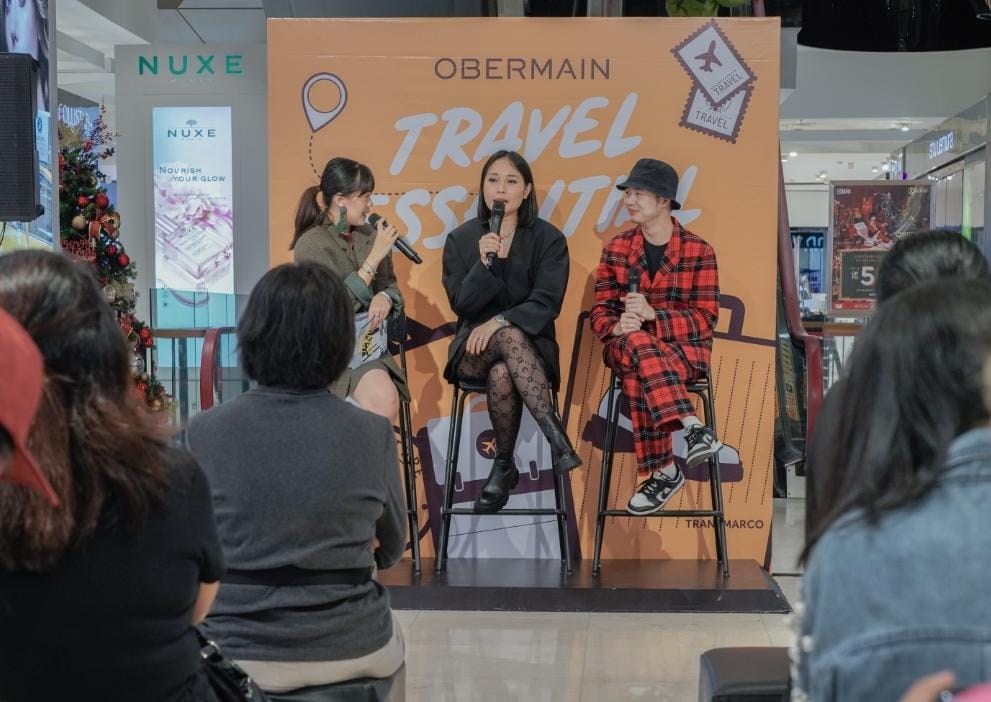 Ayla Dimitri dan Andy Yanata saat acara Launching Party Obermain Travel Essentials.
