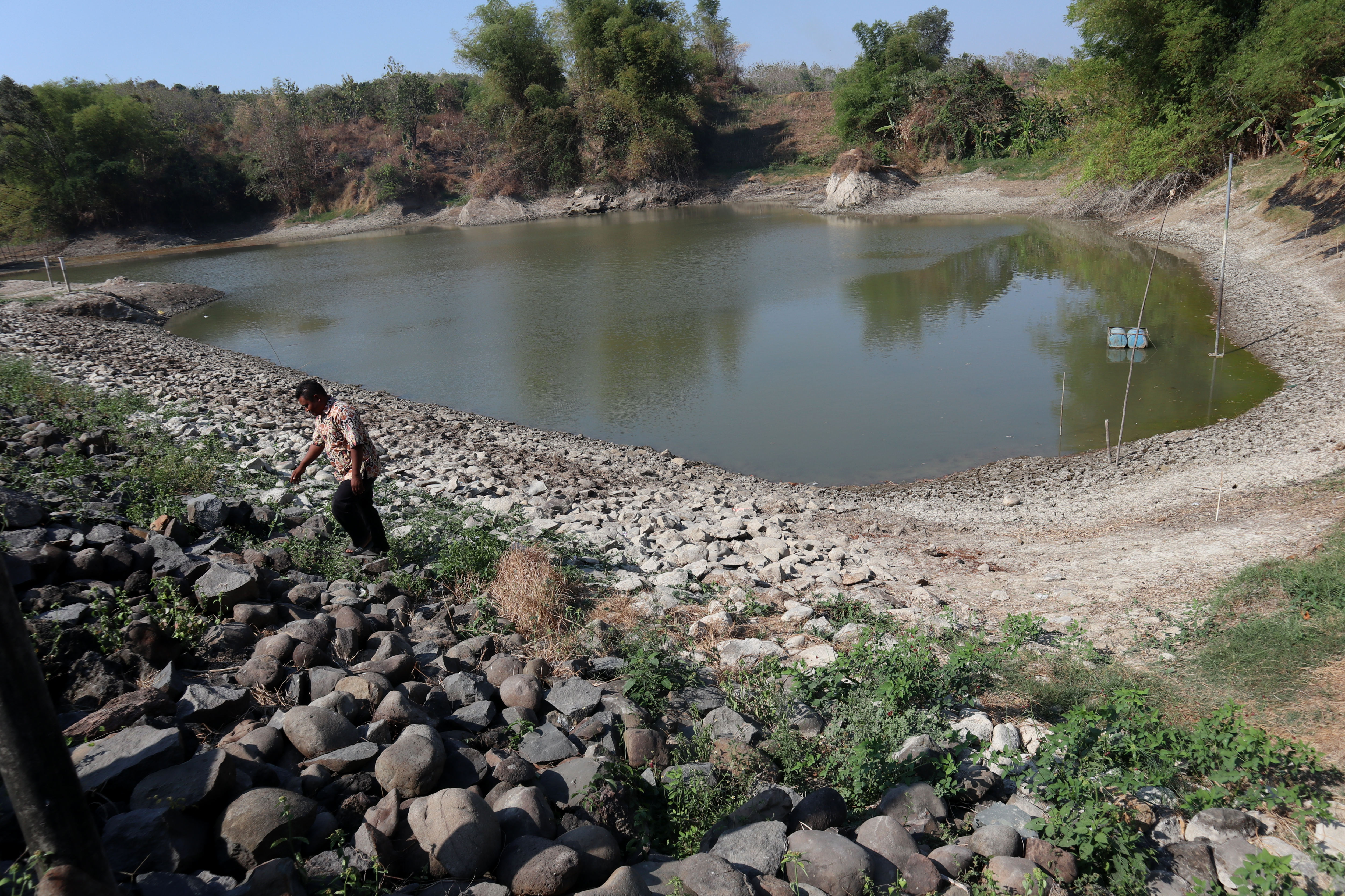 Ilustrasi embung yang digunakan untuk irigasi persawahan.