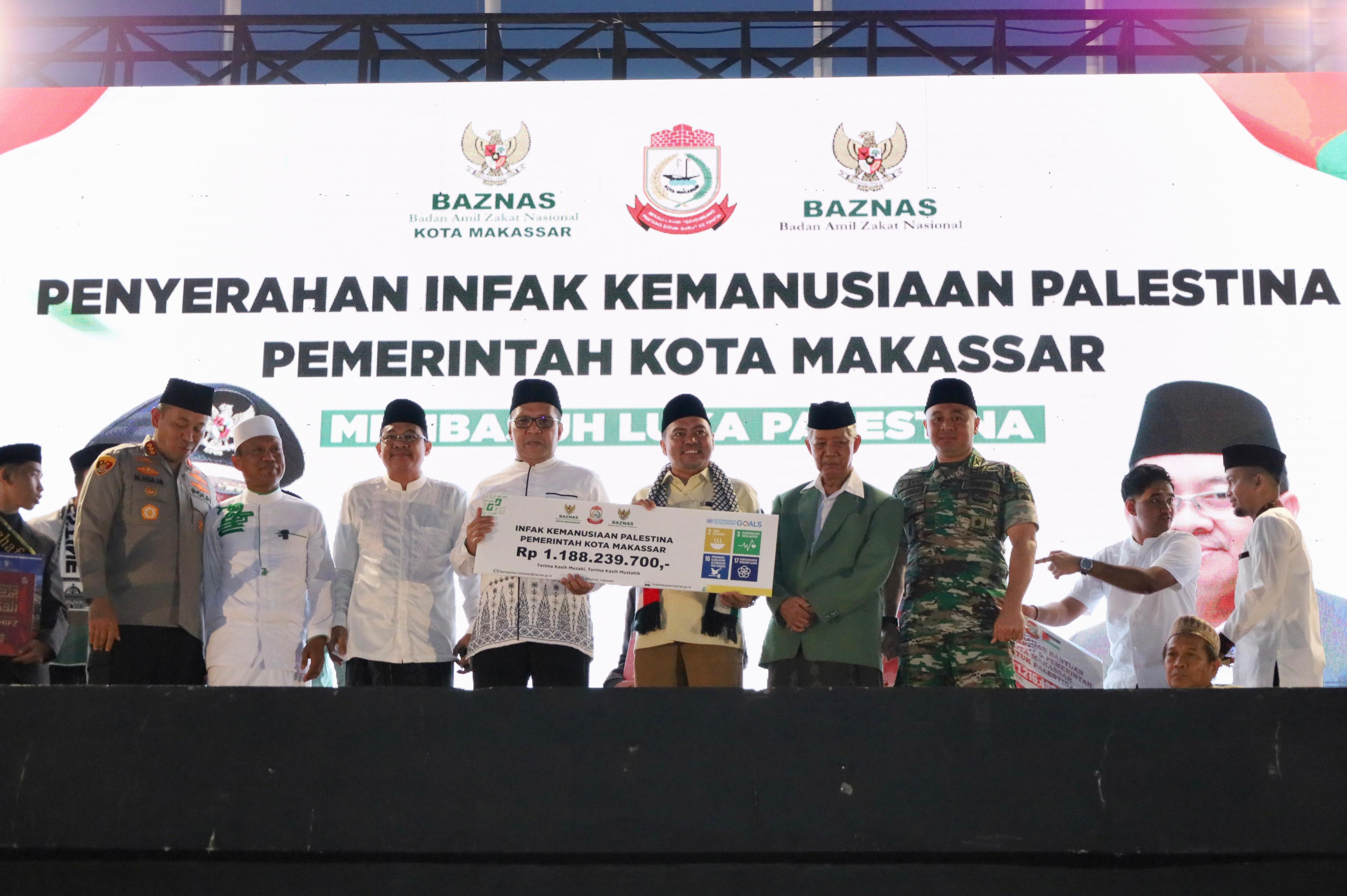 Pemkot dan Baznas Makassar Salurkan Infak Kemanusiaan Rp1,2 Miliar untuk Palestina