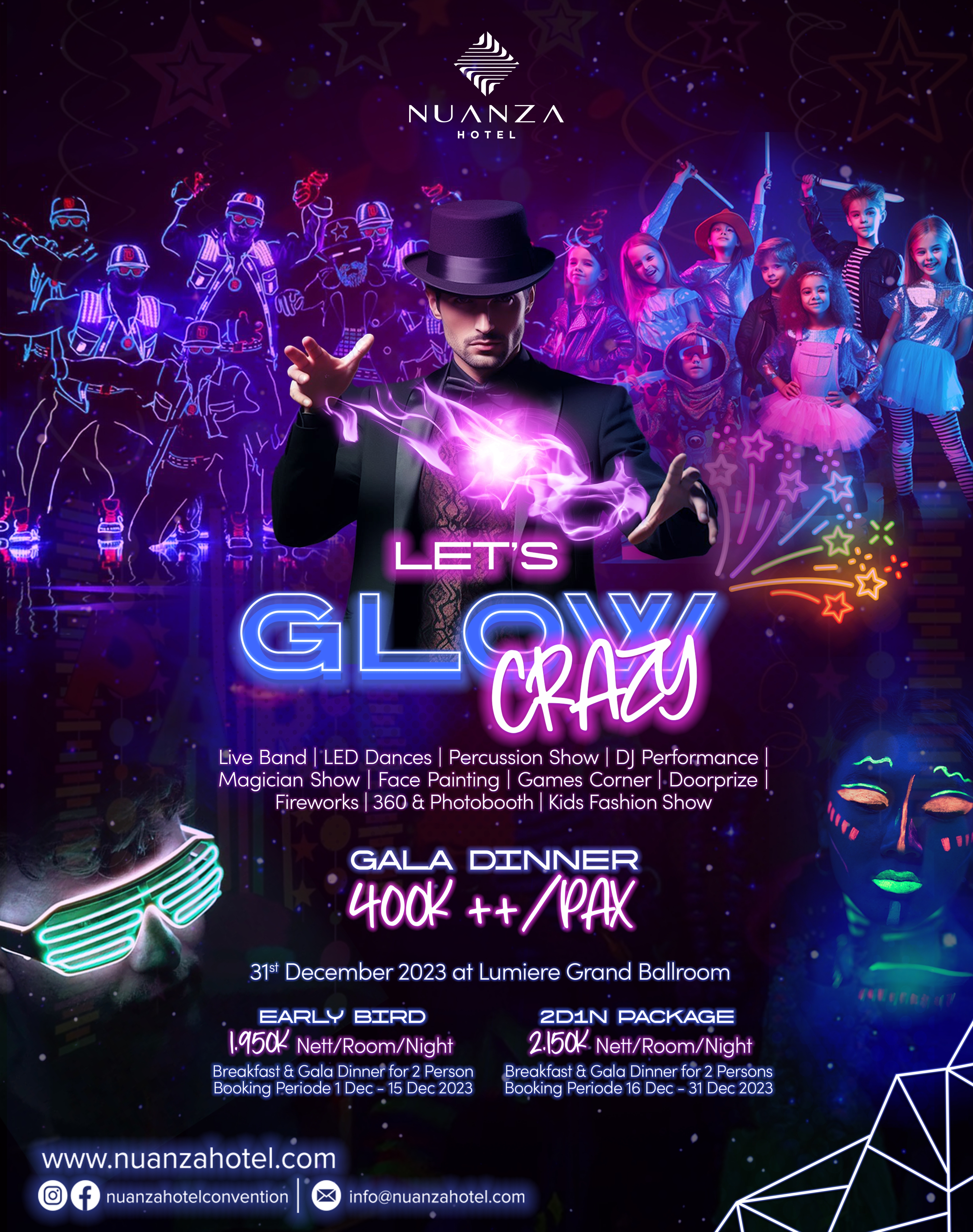 Nuanza Hotel & Convention dengan bangga mengumumkan pesta Tahun Baru mereka yang sangat dinantikan, 