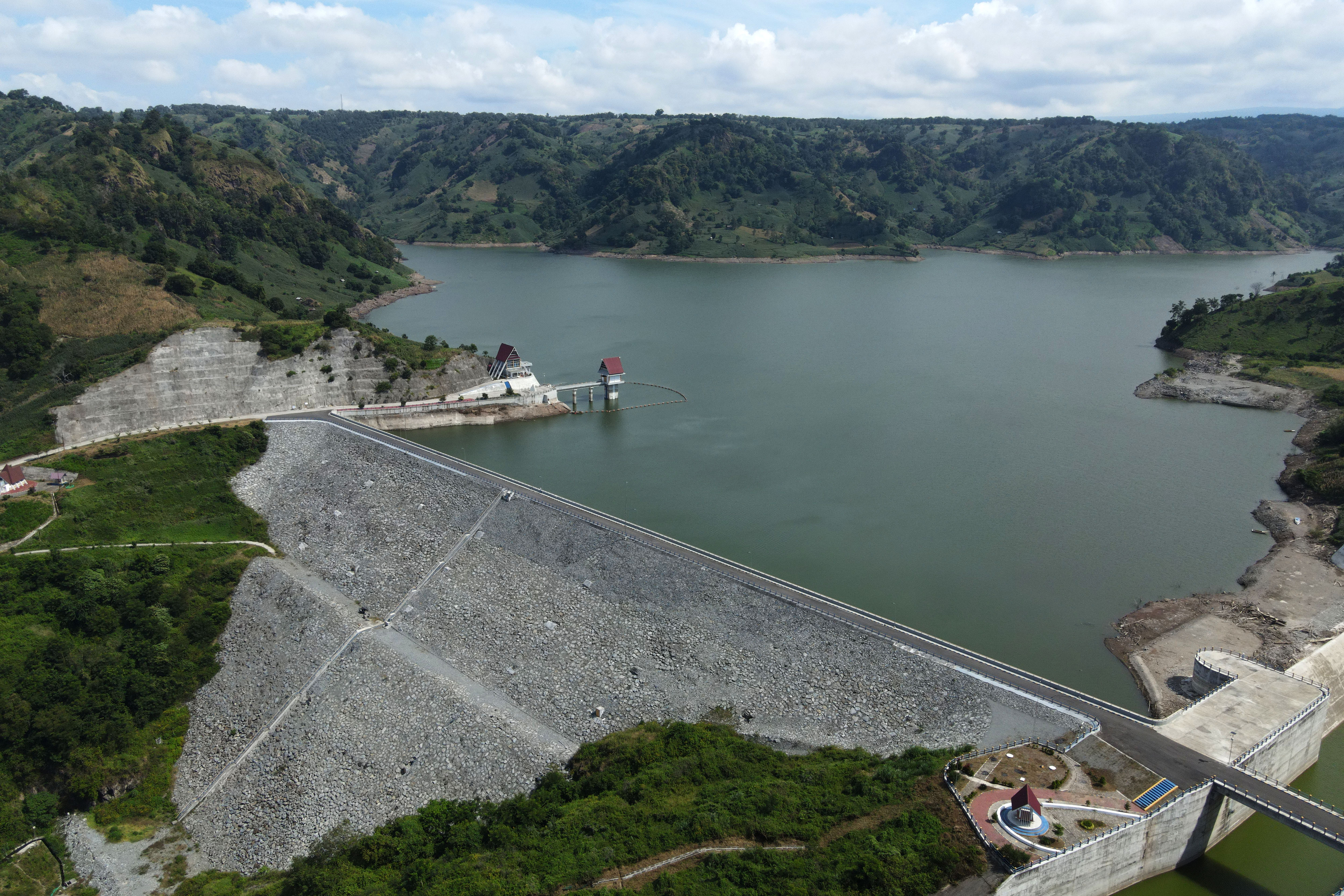 Foto udara suasana Bendungan Karalloe di Kabupaten Jeneponto, Sulawesi Selatan, Sabtu (27/5).
