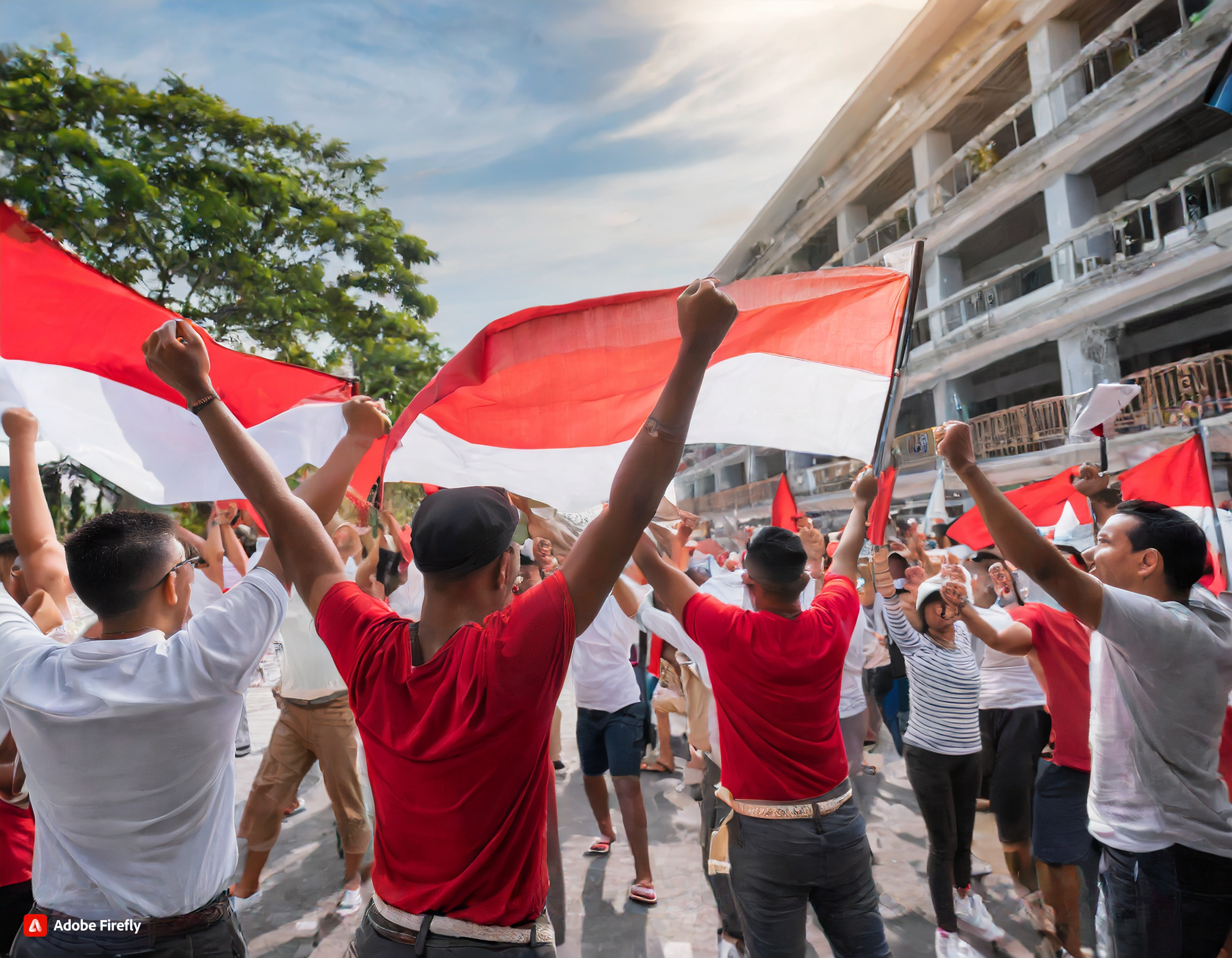 Foto ilustrasi tentang demokrasi Indonesia dengan menggunakan adobe firely.