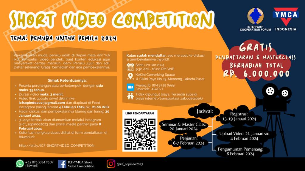 Sambut Pemilu 2024, ICF-APAY dan YMCA Indonesia Gelar Lomba Video Pendek