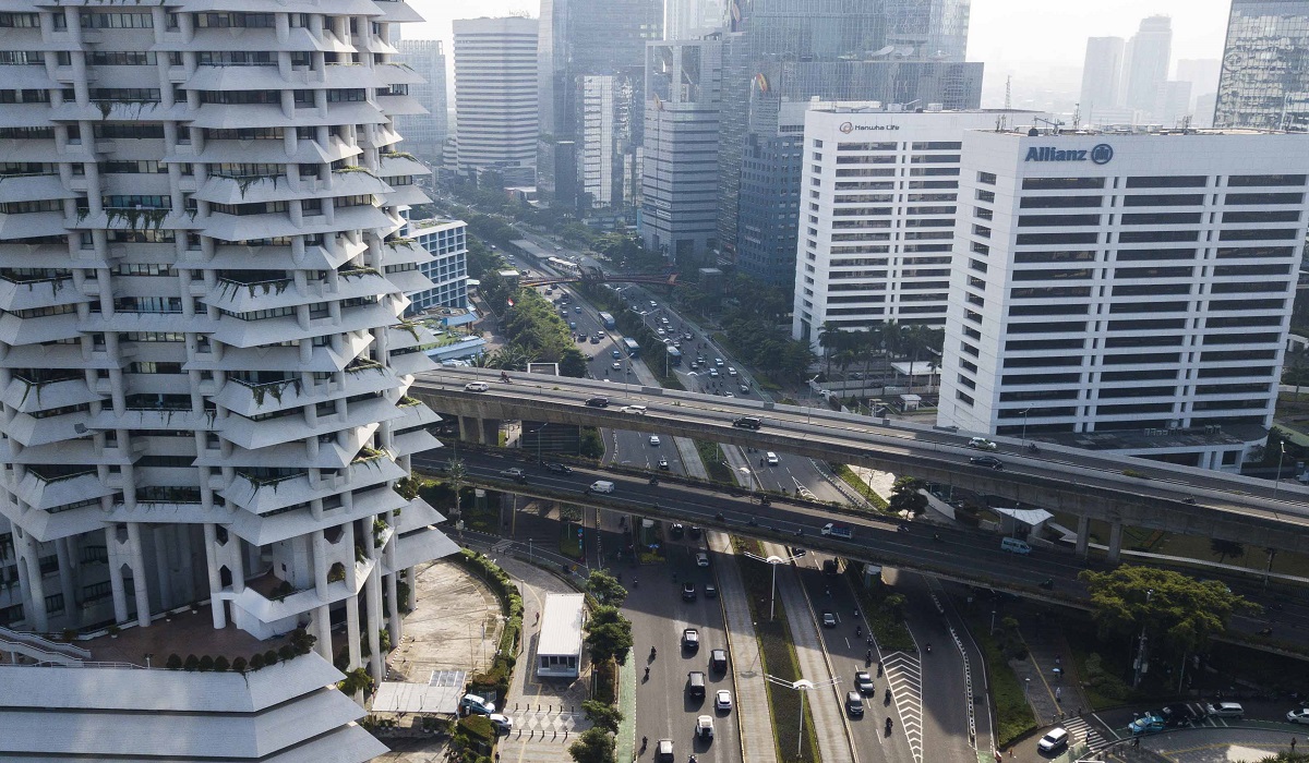 Kawasan perkantoran di wilayah Jalan Jenderal Sudirman, Jakarta
