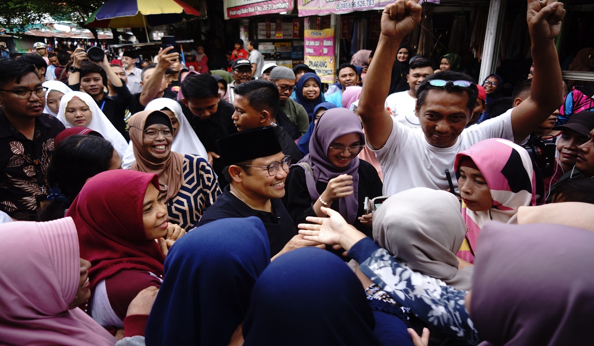 Cawapres Muhaimin Iskandar saat berkampanye di Jombang, Jawa Timur