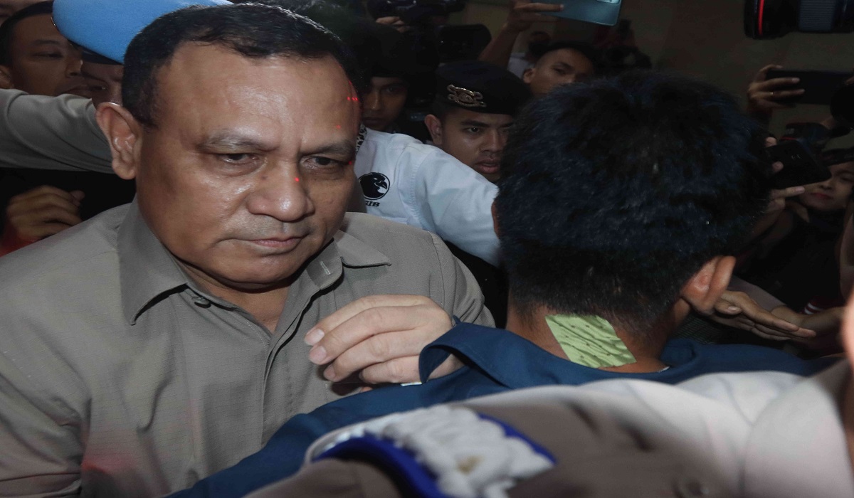 Firli Bahuri saat menjalani pemeriksaan di Bareskrim Polri terkait dugaan pemerasan