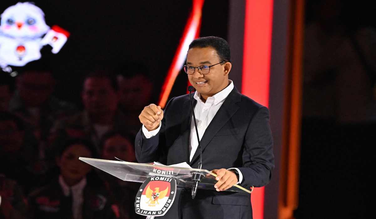 Calon Presiden Anies Baswedan dalam debat ke-3 pilpres 2024