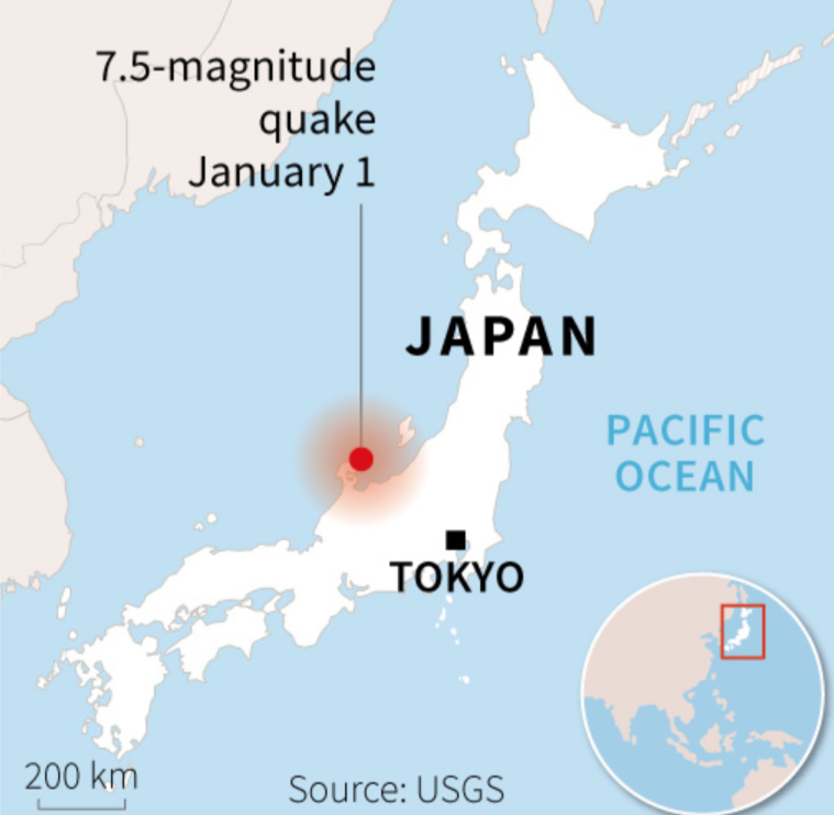 Lokasi gempa Jepang.