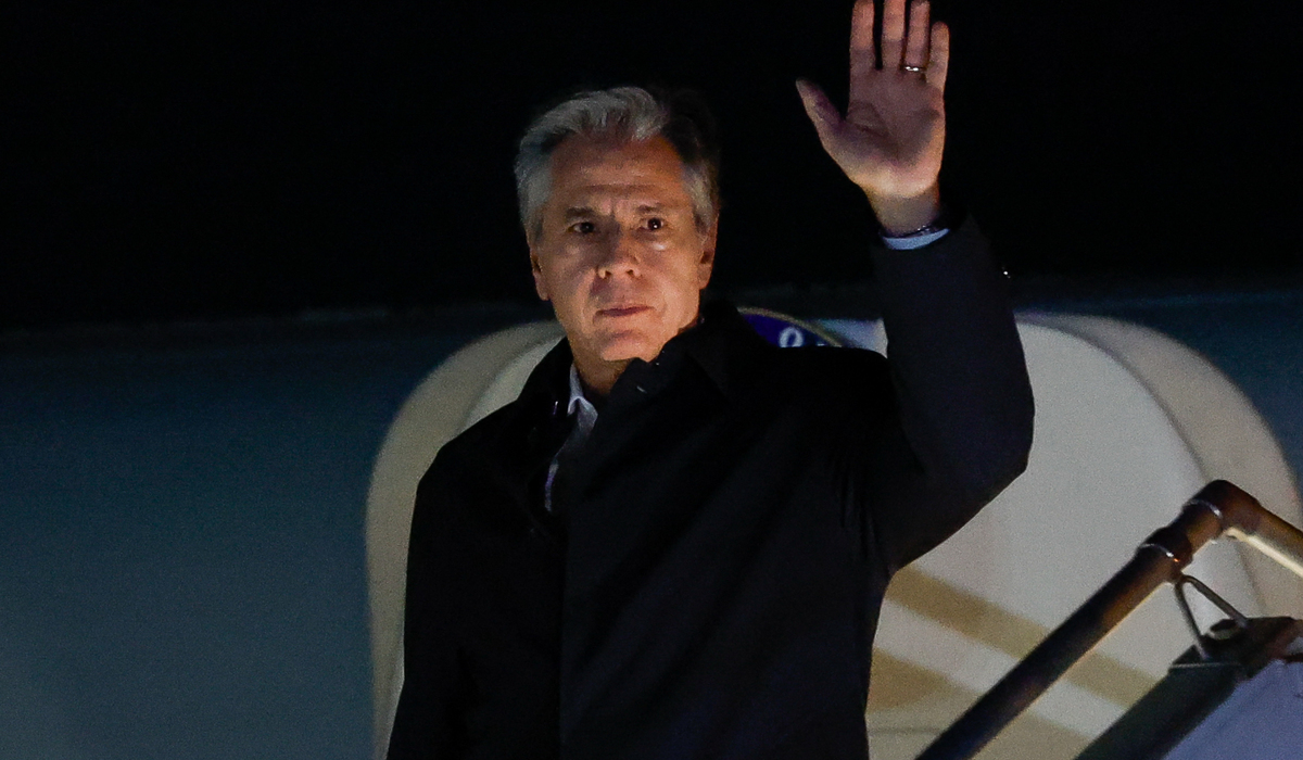 Menteri Luar Negeri AS, Antony Blinken, di Aman. Ia akan memulai tur Timur Tengah termasuk ke Israel dan West Bank.