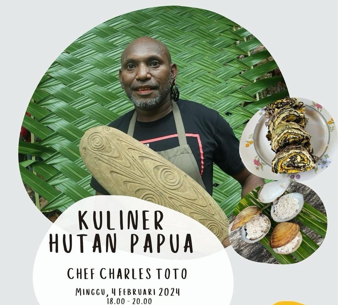 Chef Charles Toto yang terkenal dengan hidangan hutan Papua akan ambil bagian di festival Merayakan Gastronomi Indonesia.