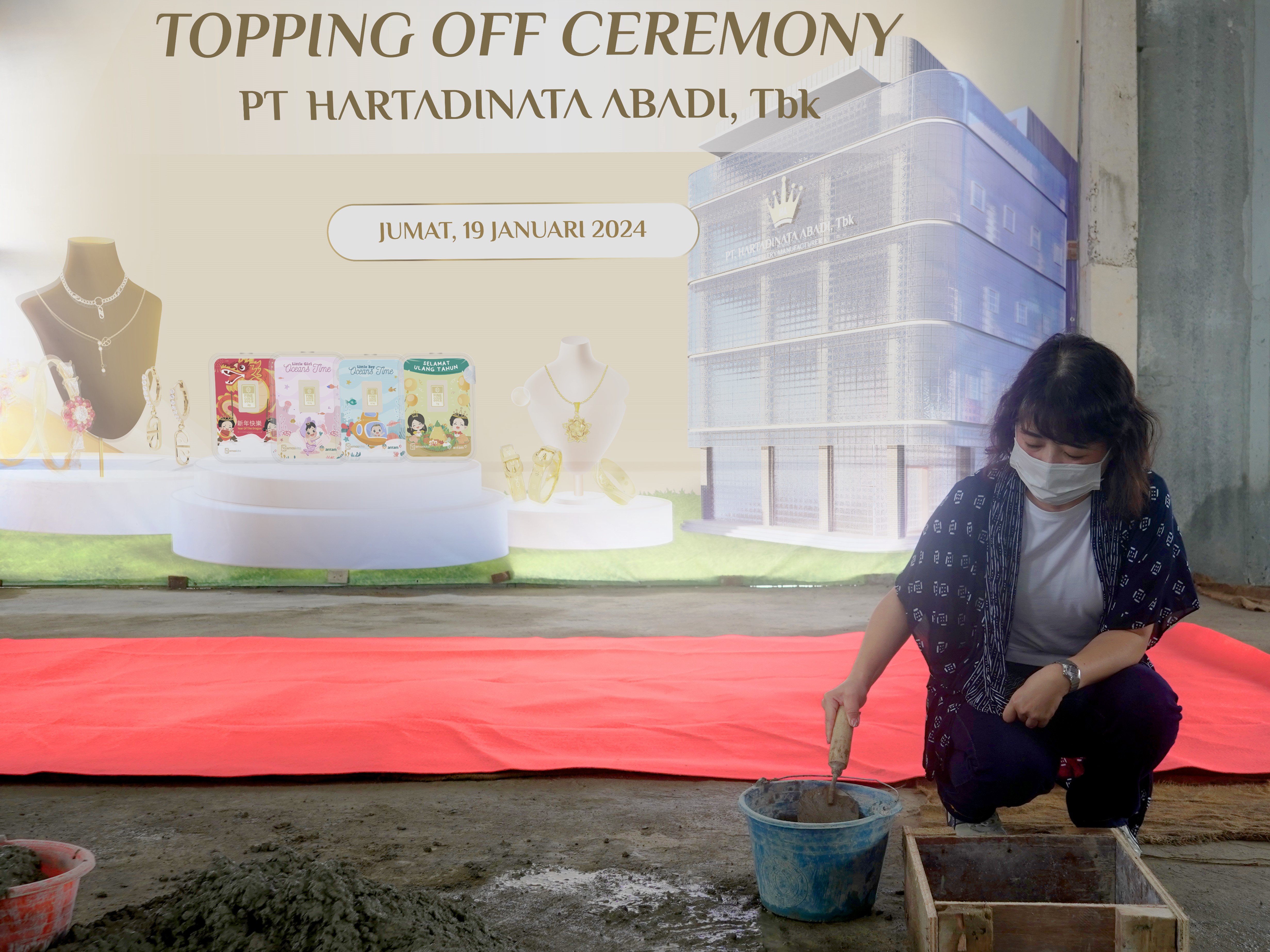 PT Hartadinata Abadi Tbk (HRTA) baru saja melakukan topping off pada proyek pembangunan gedung kantor pusat di di Kopo Sayati, Bandung.