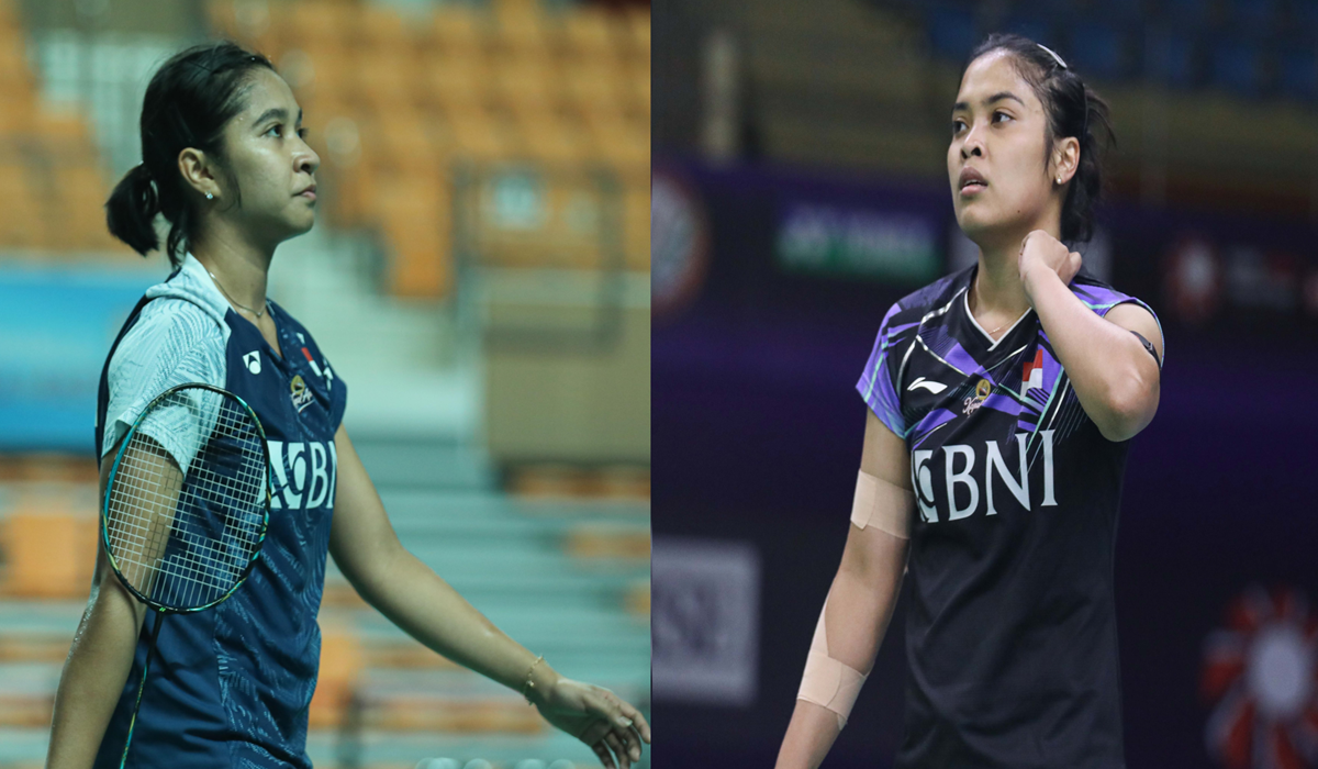 Dua tunggal putri Indonesia, Ester Nurumi (kiri) dan Gregoria Mariska.
