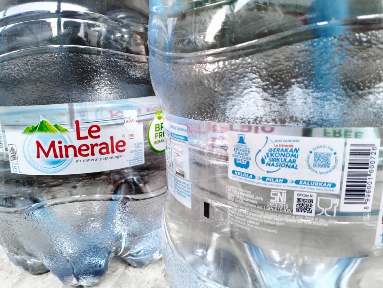 Galon rPET Le Minerale berstandar food grade.