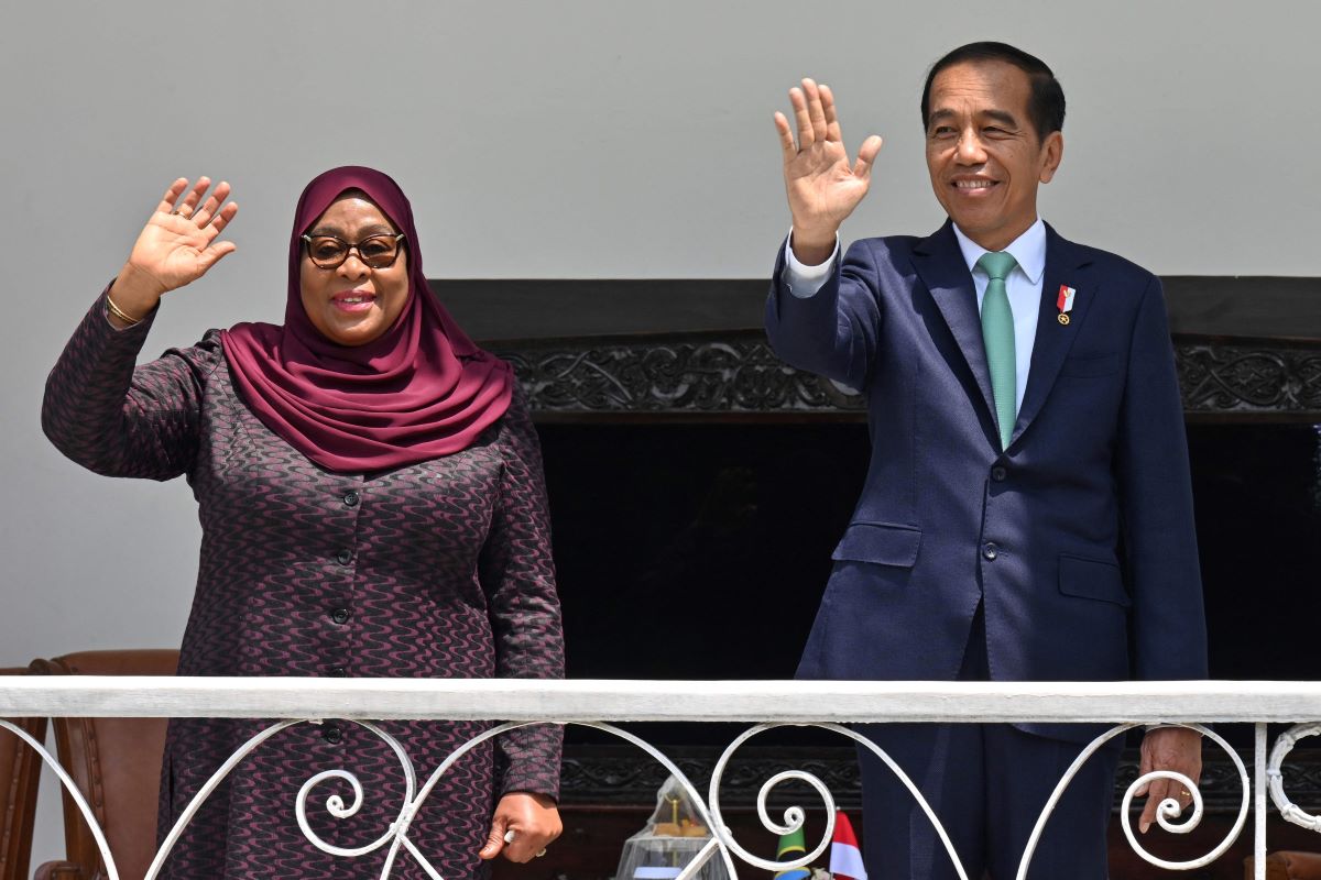 Presiden Jokowi menerima Kunjungan Kenegaraan Presiden Tanzania Samia Suluhu Hassan di Istana Bogor, Kamis (25/1).