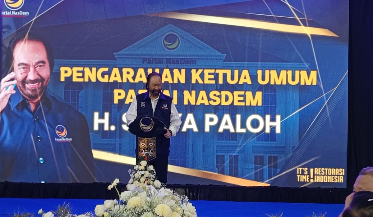 Ketua Umum Partai NasDem Surya Paloh di Palangka Raya, Kalimantan Tengah