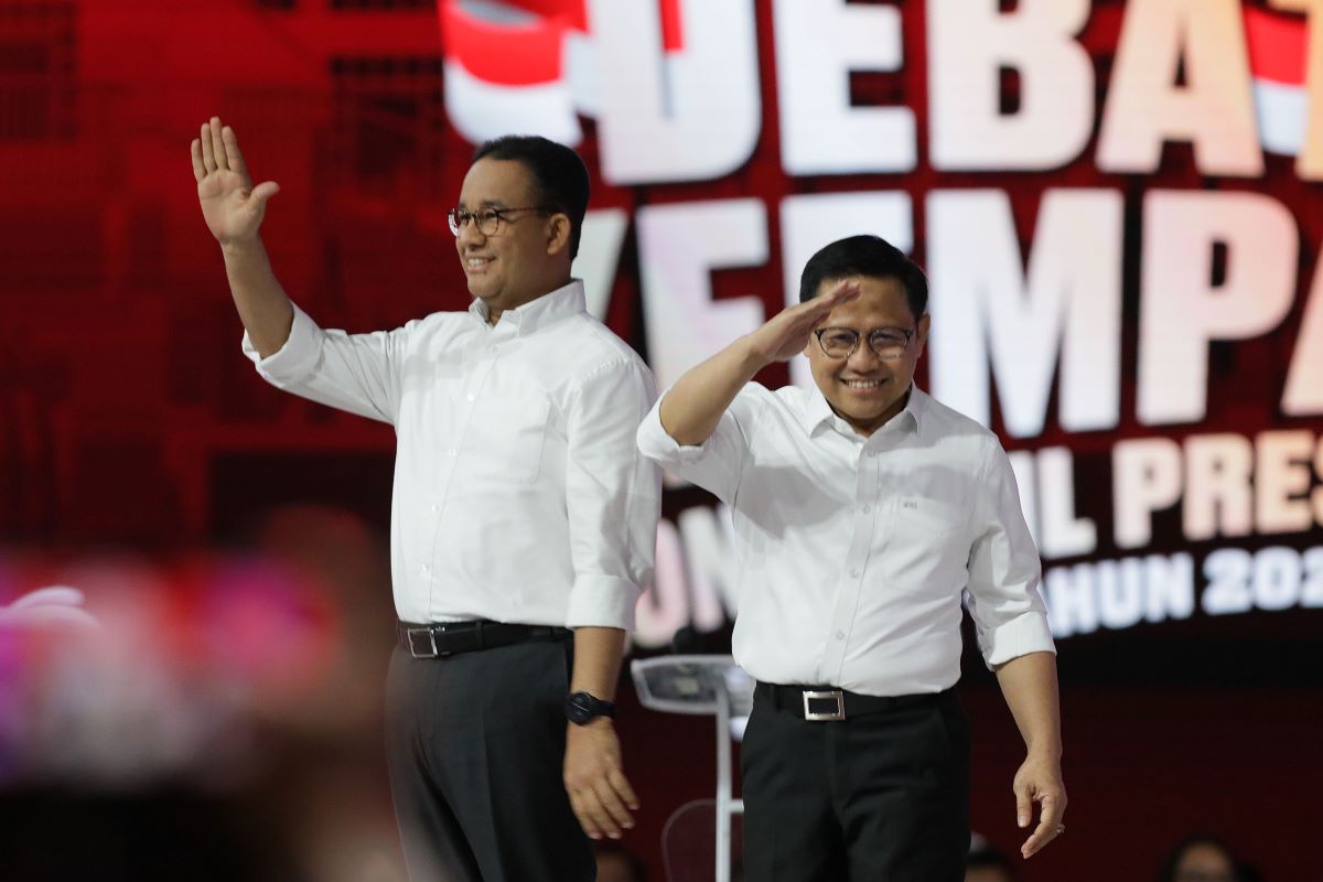 Pasangan calon presiden dan wakil presiden nomor urut 1 Anies Baswedan dan Muhaimin Iskandar