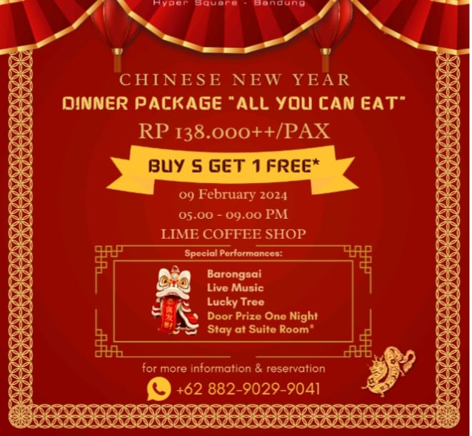 Dinner Imlek All You Can Eat di Favehotel Hyper Square Bandung