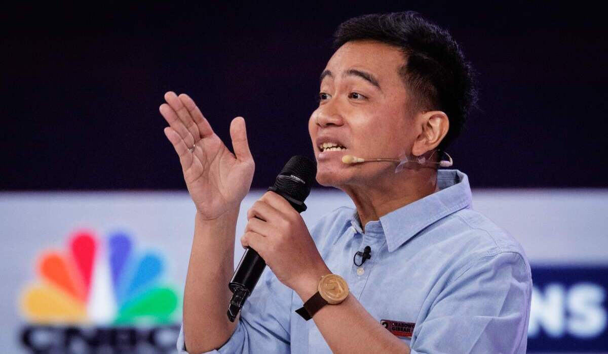 Cawapres Gibran Rakabuming Raka saat debat cawapres, 22 Desember 2023.