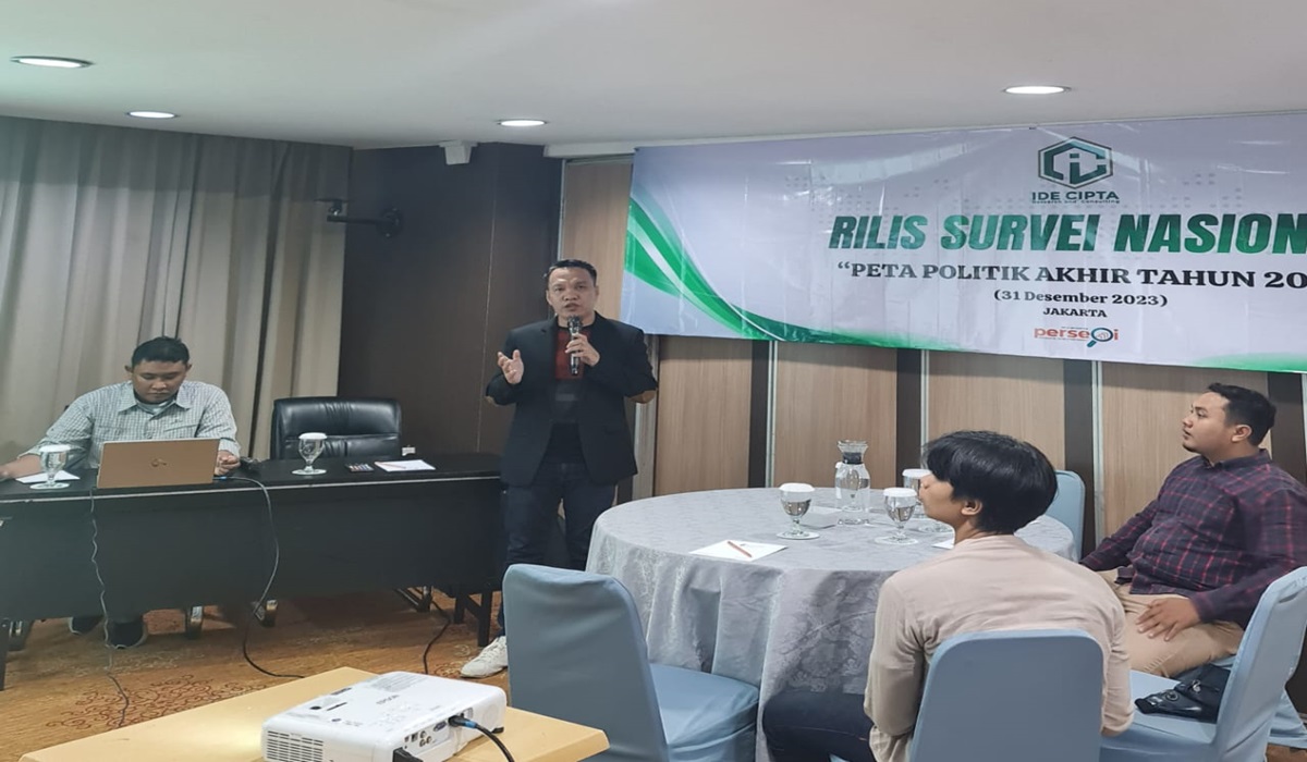 Pemaparan hasil riset Peta Politik Akhir Tahun 2023, yang dilakukan Ide Cipta Reseach and Consulting (ICRC), Minggu (31/12).
