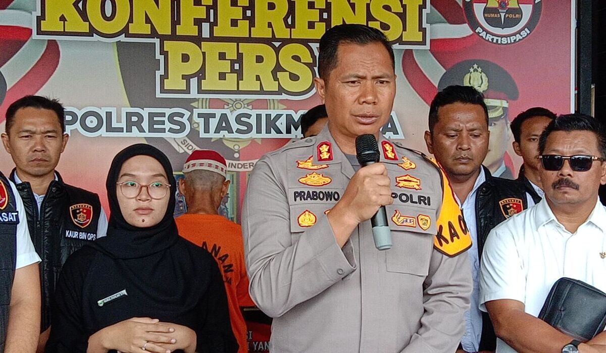 Jumpa pers kasus ayah perkosa anak angkat sejak kelas 3 hingga kelas 6 SD diTasikmalaya.