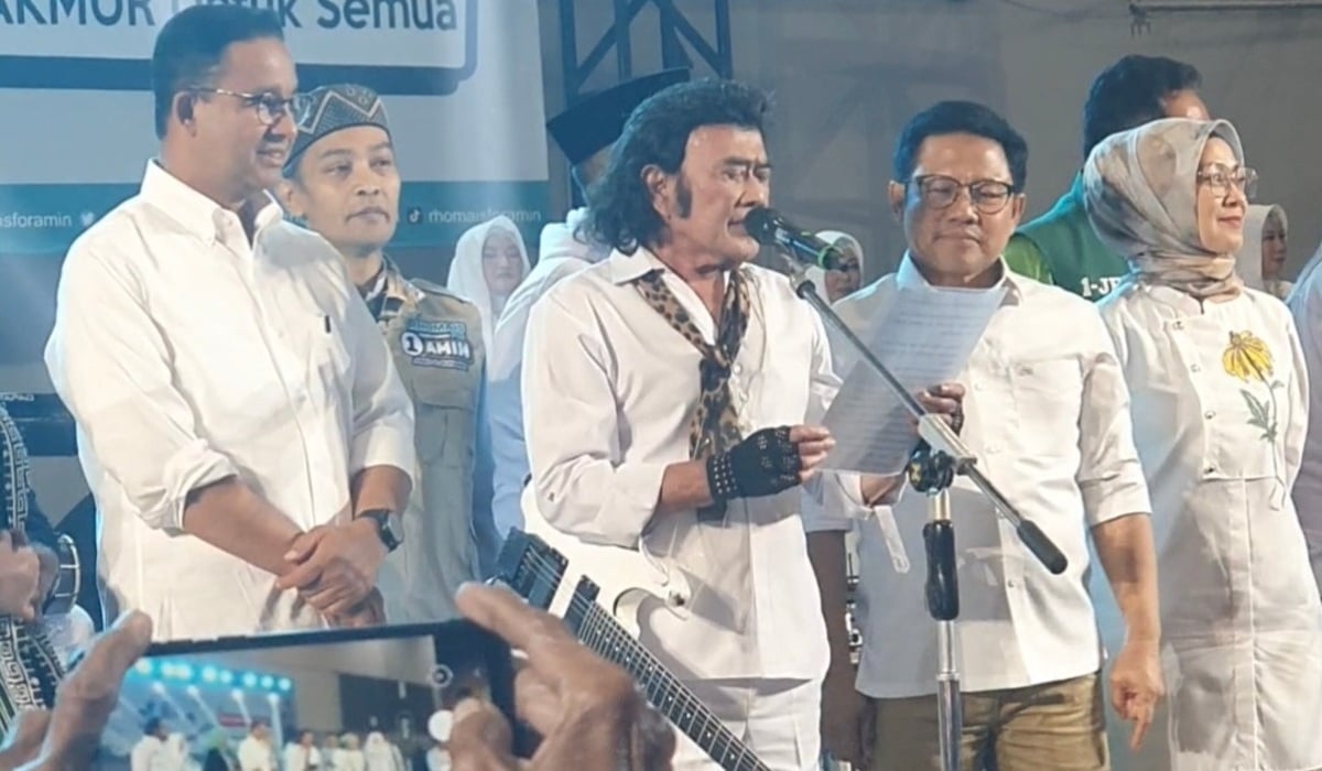 Rhoma Irama di JI-Expo Kemayoran, Jakarta Pusat, Senin, 29 Januari 2024.
