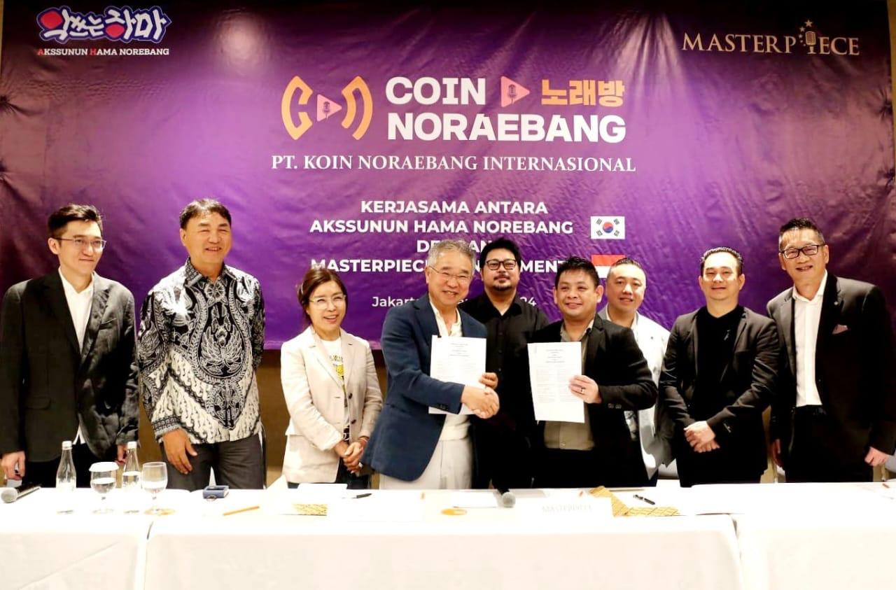 Penandatangan MoU kerja sama antara Masterpiece Management dan Akssunun Hama Norebang di Jakarta.