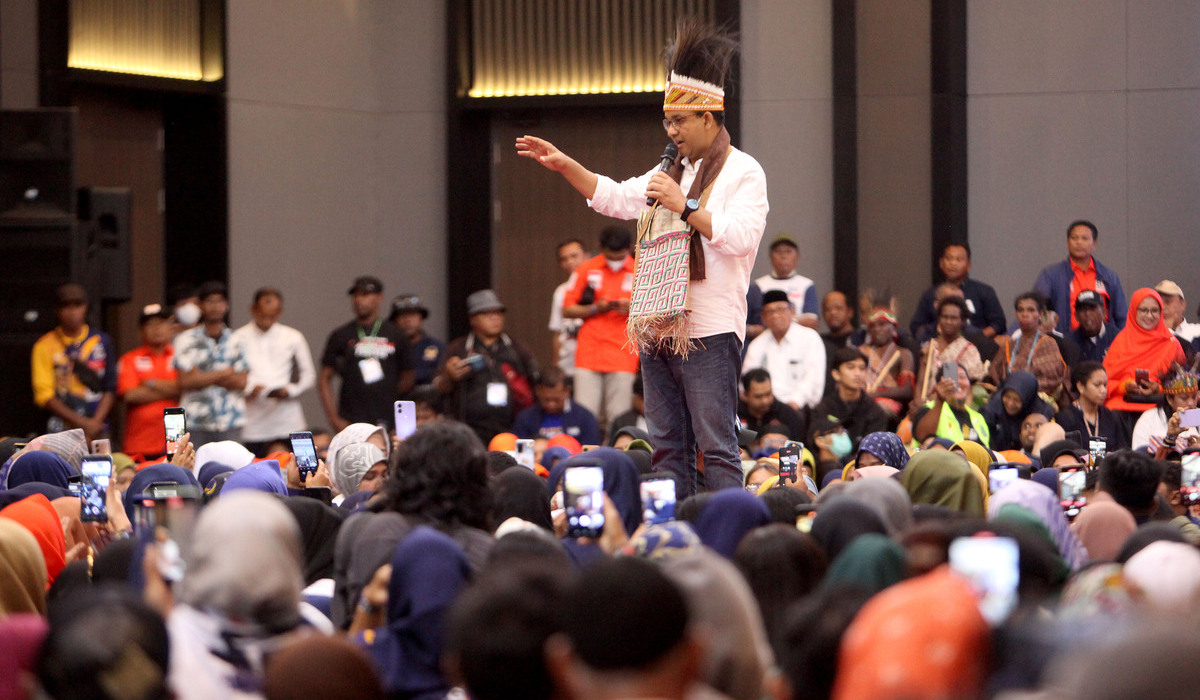 Capres Anies Baswedan di Sorong. Selanjutanya ia akan ke Makassar dan menginap di rumah Jusuf Kalla (JK).