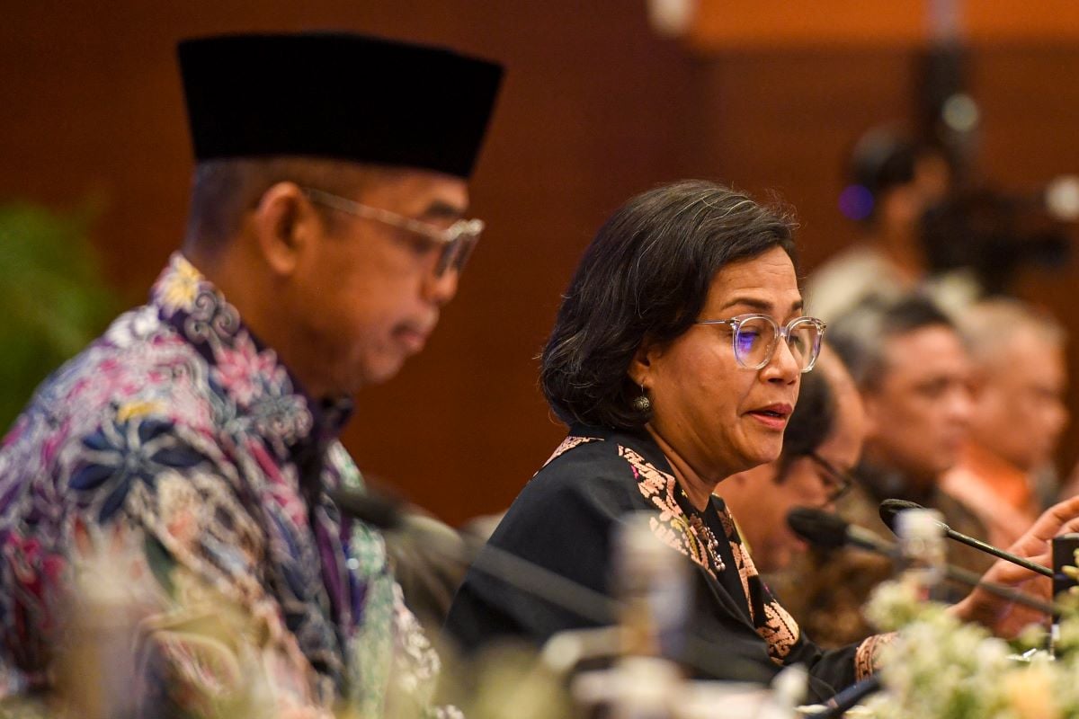 Menteri Keuangan Sri Mulyani memberikan keterangan kepada media terkait hasil Kinerja dan Realisasi APBN 2023.