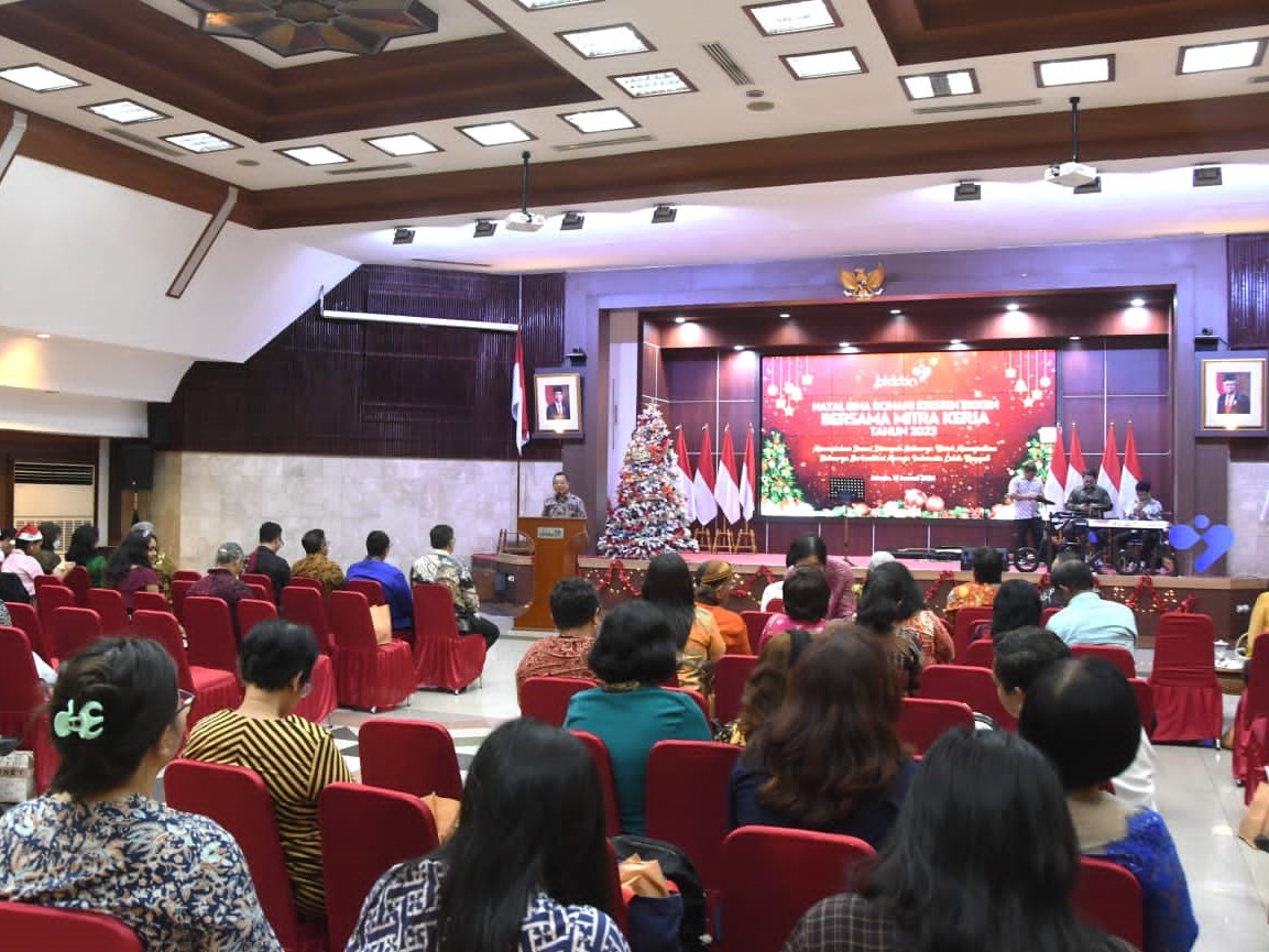 Acara Natal Bina Rohani Kristen BKKBN bersama Mitra Kerja Tahun 2023 pada Jumat (12/1/2024) di Jakarta.