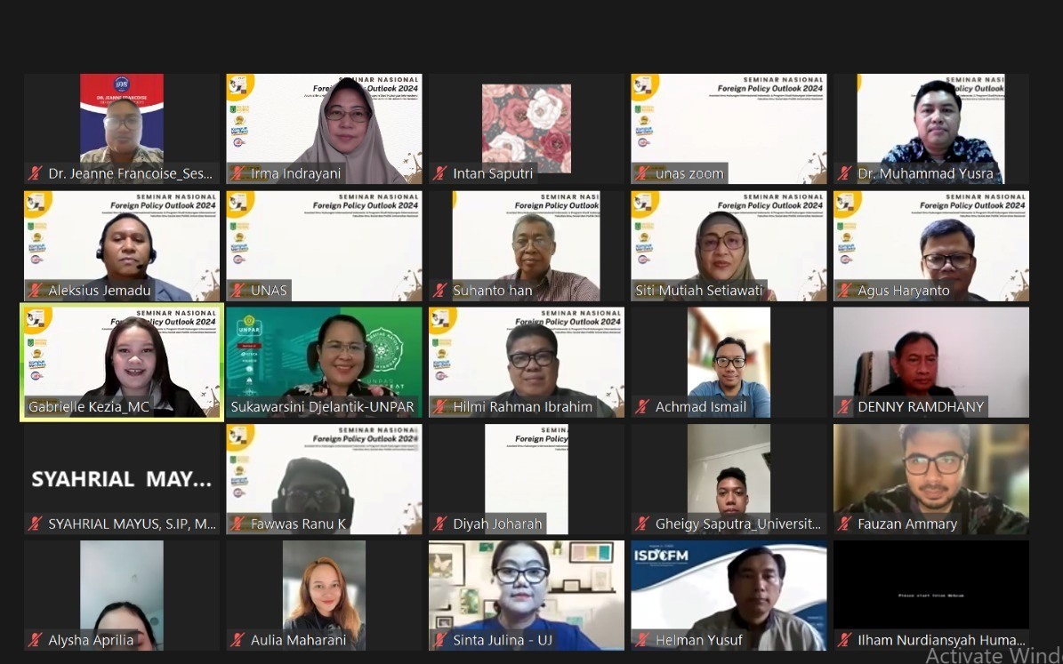 Program studi Hubungan Internasional Universitas Nasional bekerja sama dengan AIHII menggelar kajian bertema Foreign Policy Outlook 2024.