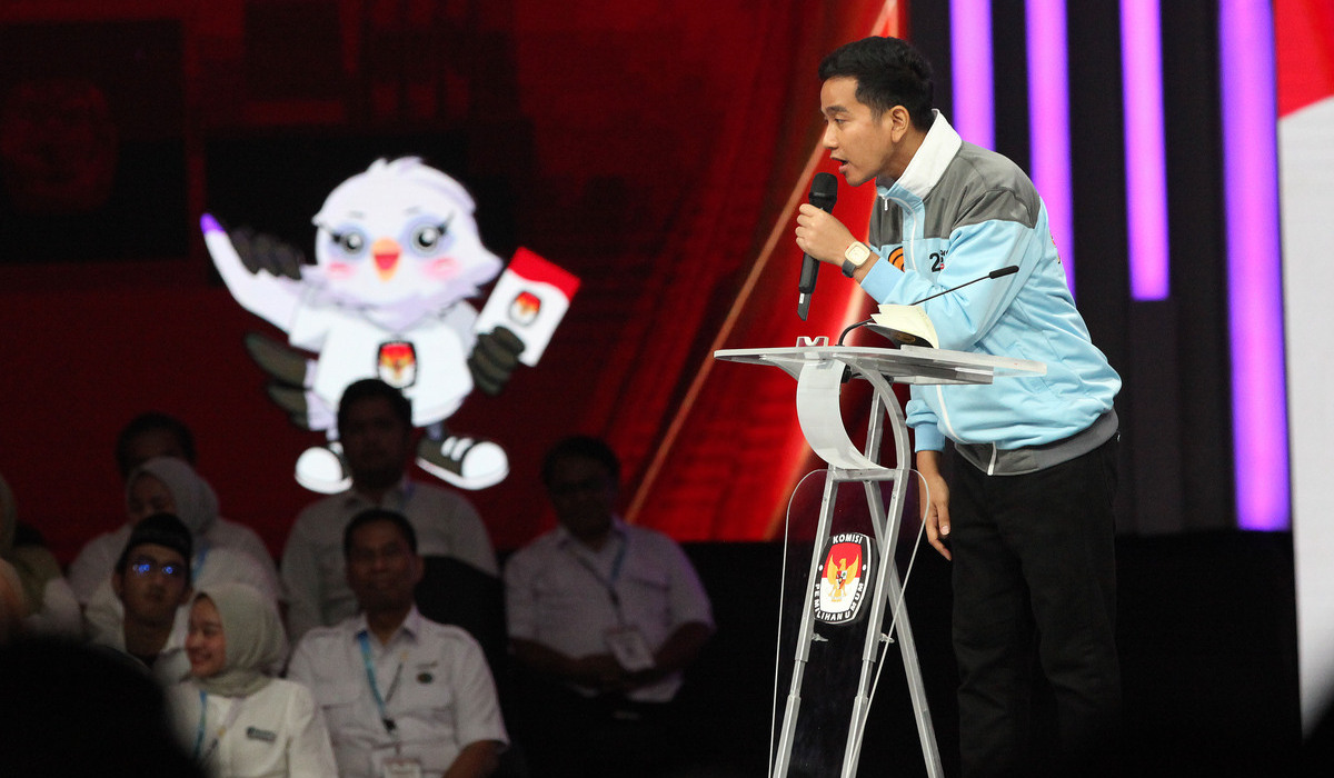 Calon Wakil Presiden nomor urut 02 Gibran Rakabuming Raka saat debat cawapres.