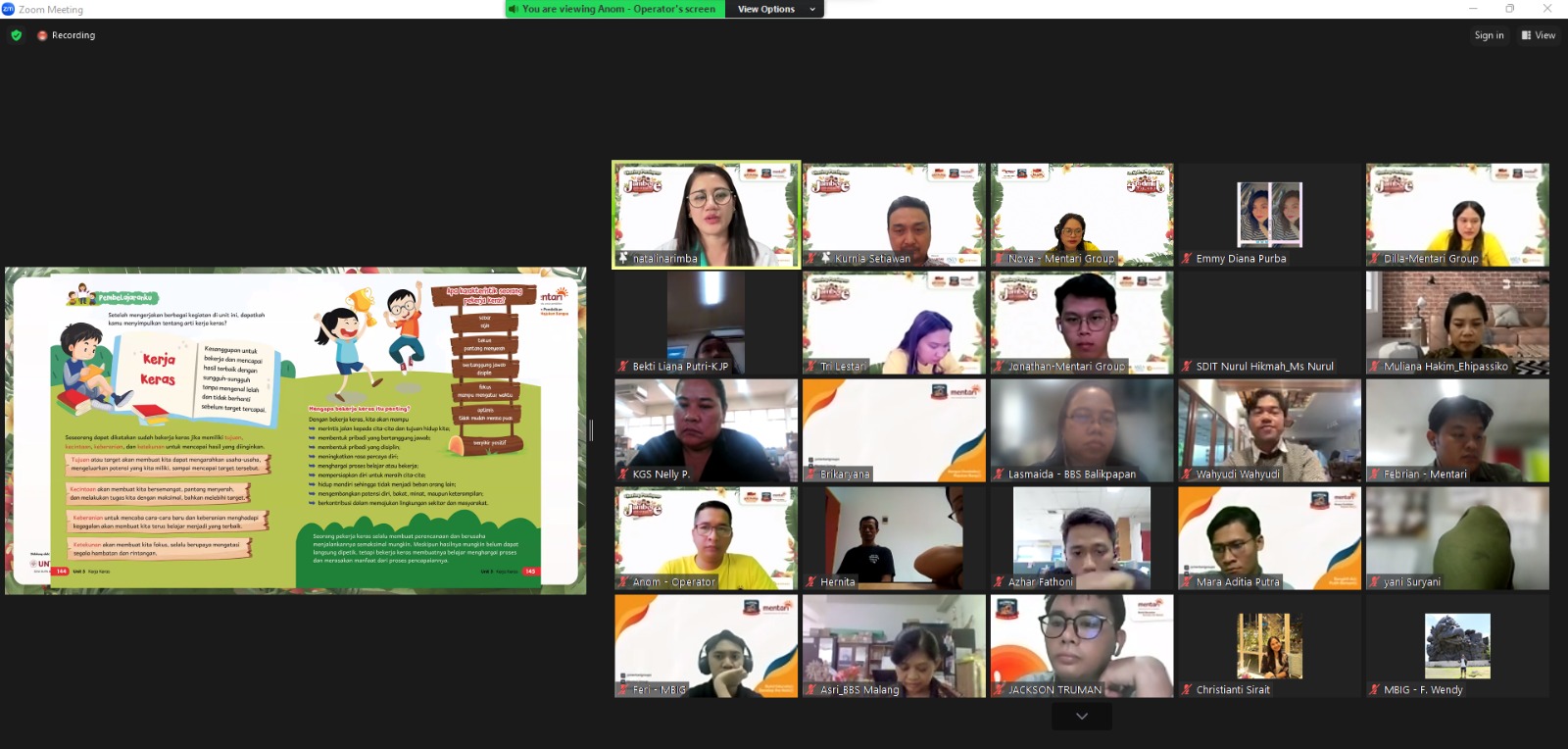 Sosialisasi persiapan Jambore Ibu Pertiwi yang dilakukan secara daring pada Rabu, (31/1/2024)