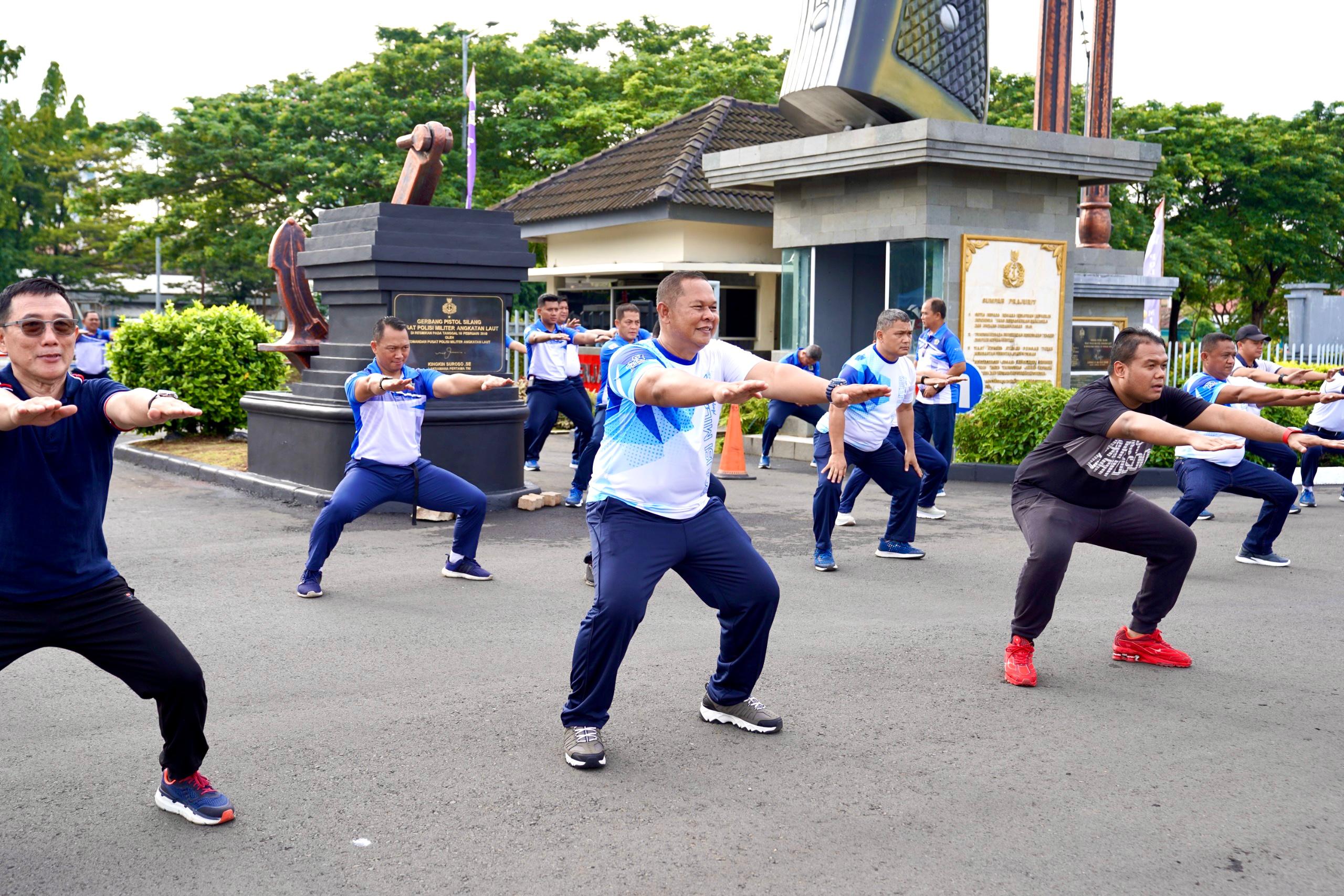 Pusat Polisi Militer Angkatan Laut (Puspomal) menggelar kegiatan olahraga bersama sebagai bagian dari perayaan hari ulang tahun (HUT) ke-78.
