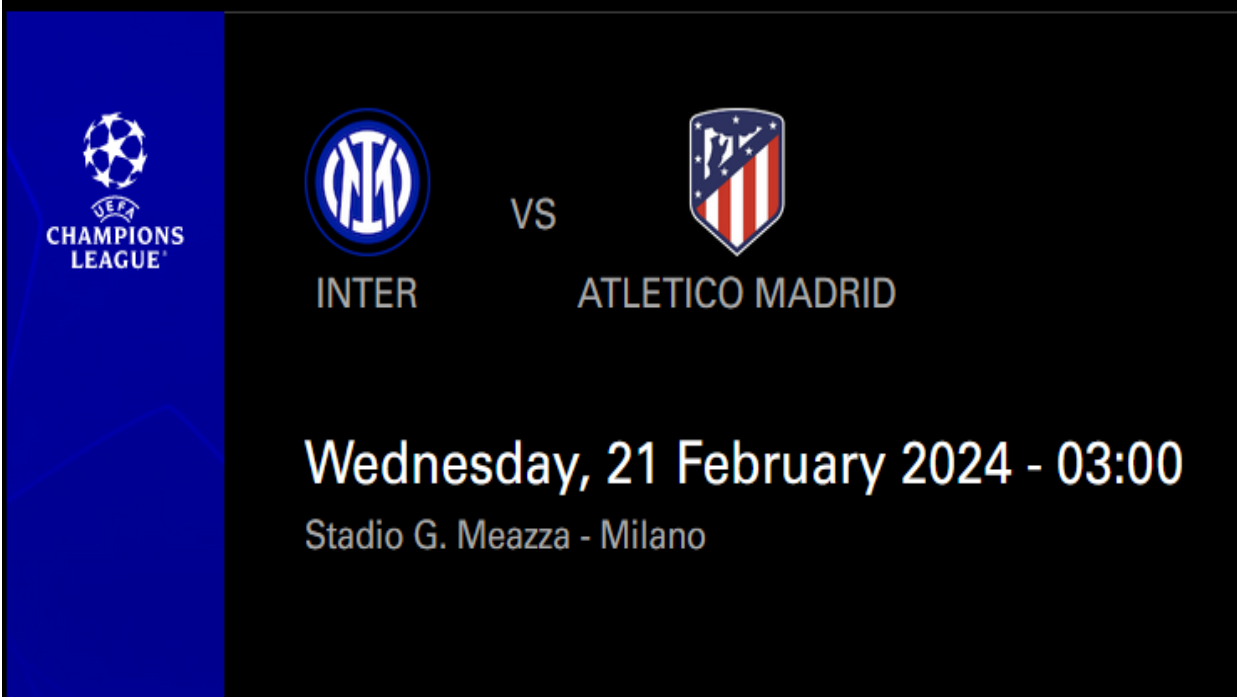 INTER Milan akan menjamu Atletico Madrid pada leg pertama babak 16 besar Liga Champions, malam ini.