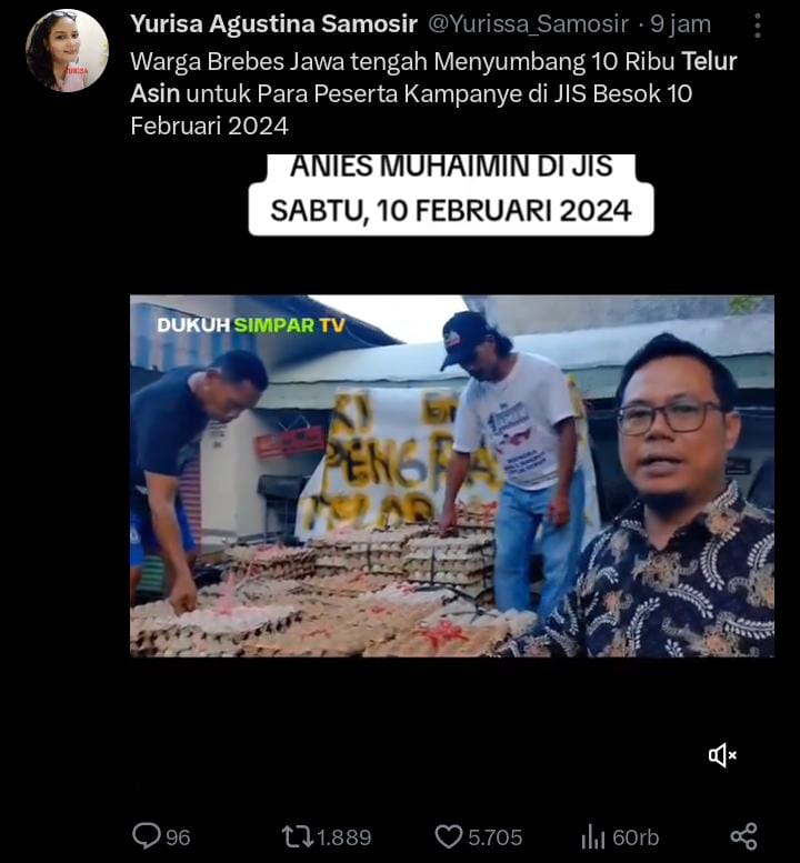 10 ribu telur asin dari pengrajin telur asin Brebes akan dibagian saat Kampanye Akbar di JIS.
