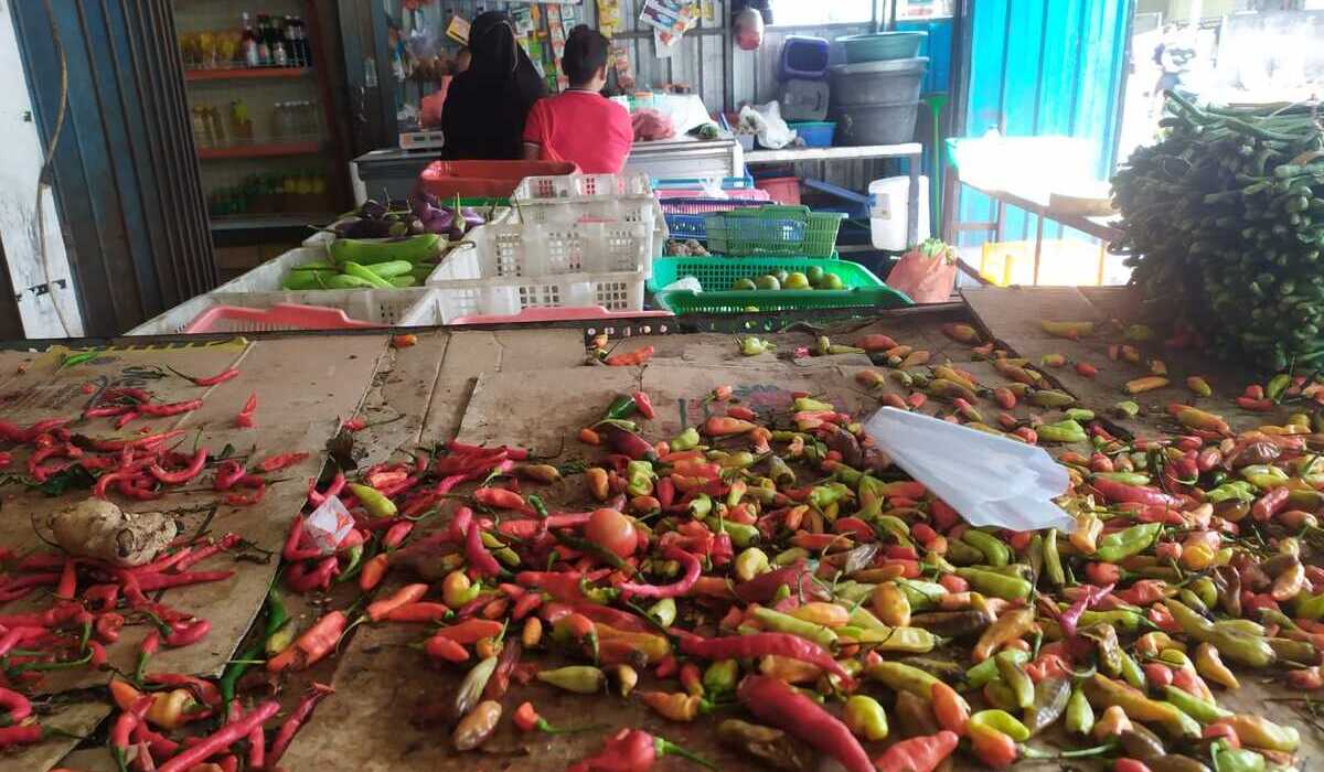 Harga cabai rawit kembali merangkak naik di pasar Desa Dalung, Kuta Utara, Badung, Bali, Kamis, 29 Februari 2024.