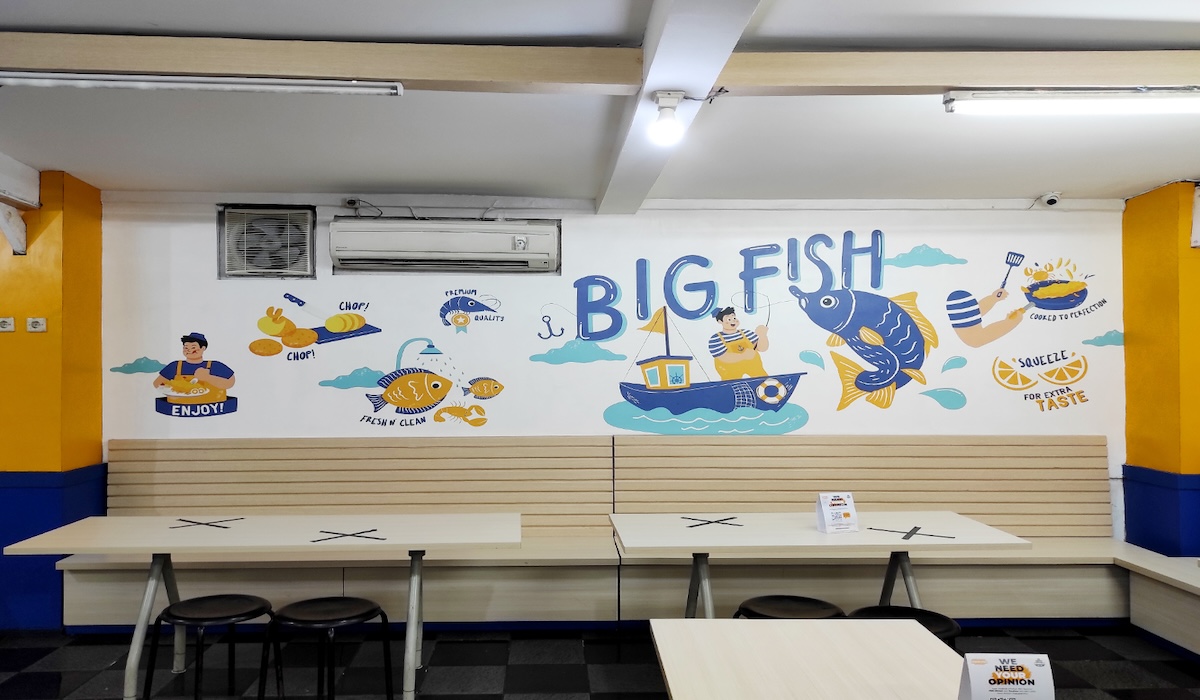 Salah satu implementasi wallpaper custom di salah satu restoran