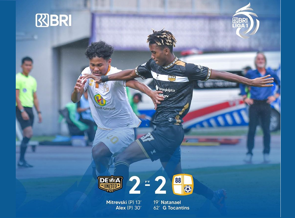 Gol Tocantins, menyelamatkan Laskar Antasari dari kekalahan melawan Dewa United.