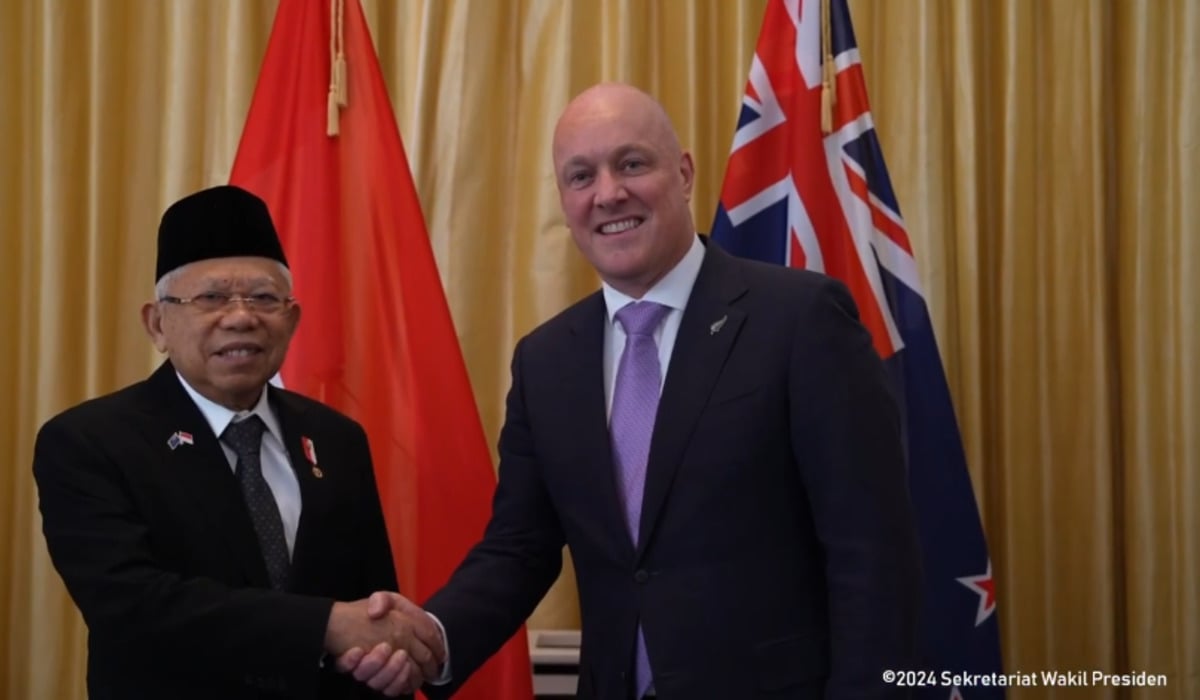 Wakil Presiden (Wapres) K.H. Ma'ruf Amin dan Perdana Menteri (PM) Selandia Baru Christopher Luxon.