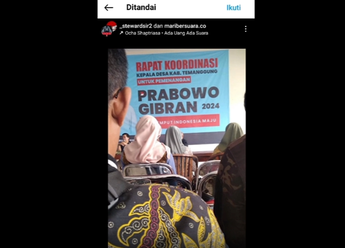 Lagi Viral, Kepala Desa Temanggung Kampanyekan Prabowo-Gibran  