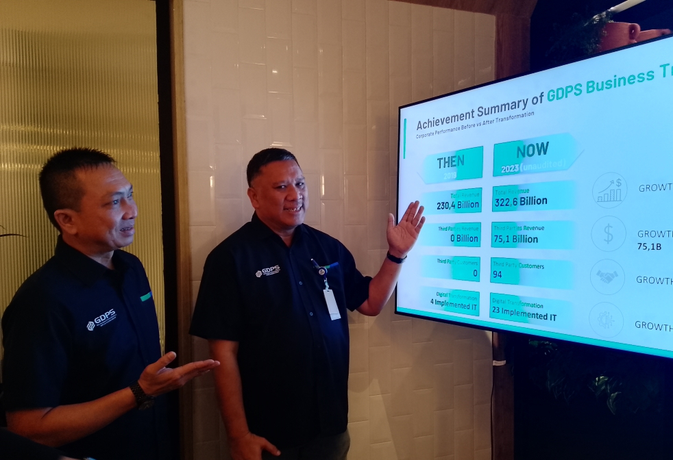 Dirut GDPS Cornelis Radjawane memaparkan pencapaian GDPS pada 2023.