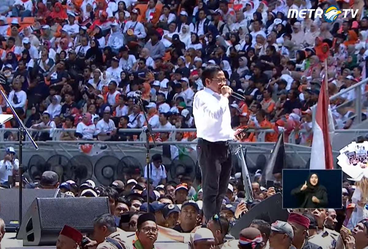 Muhaimin Iskandar berharap bisa menang satu putaran dalam Pemilu 2024 setelah melihat antusias pendukung yang hadir Kampanye Akbar di JIS.