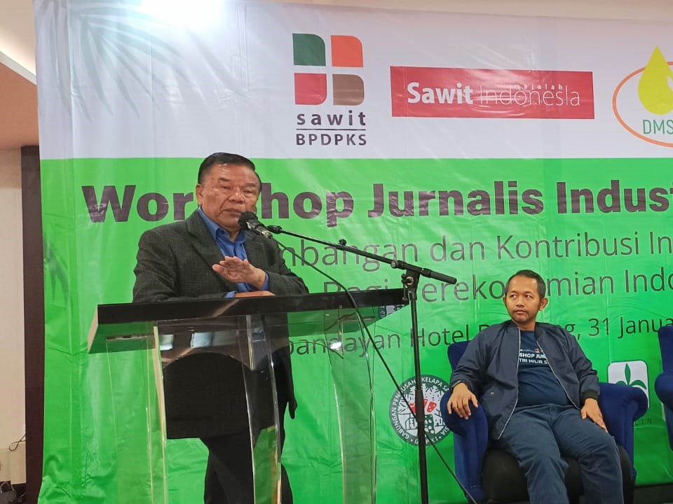 Plt Ketua DMSI Sahat Sinaga memberikan paparan dalam workshop Indsutri Hilir Sawit