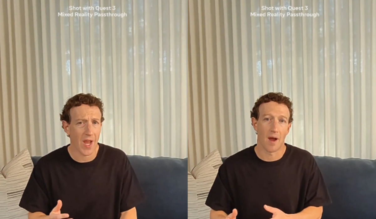 Tangkapan layar uanggahan video Instagram Mark Zuckerberg saat membahas perbandingan Apple Vision Pro Quest 3 terbaru.