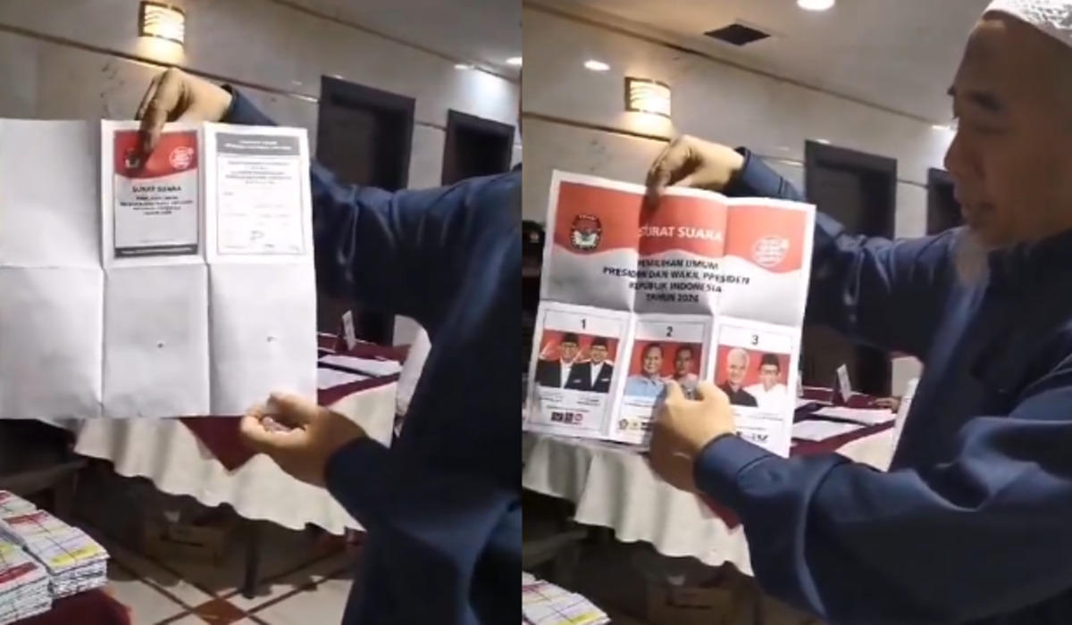 Tangkapan layar video surat suara tercoblos yang diunggah akun @mkurnia1 di platform X.