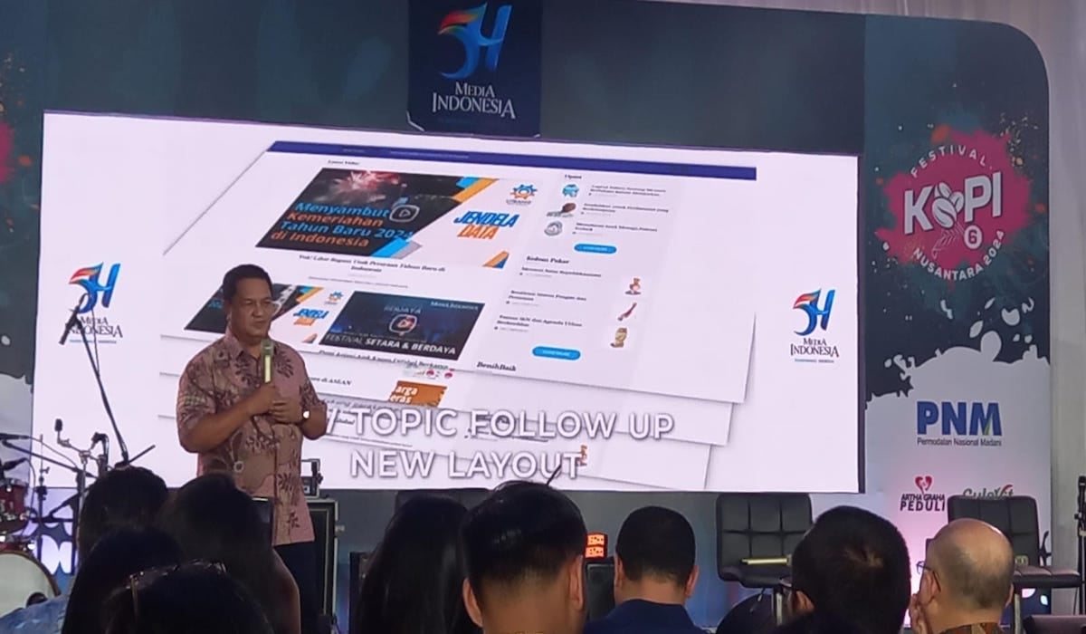 Sambutan Direktur Media Indonesia dalam peluncuran Outlook Media Digital Indonesia, Jumat (2/2). 