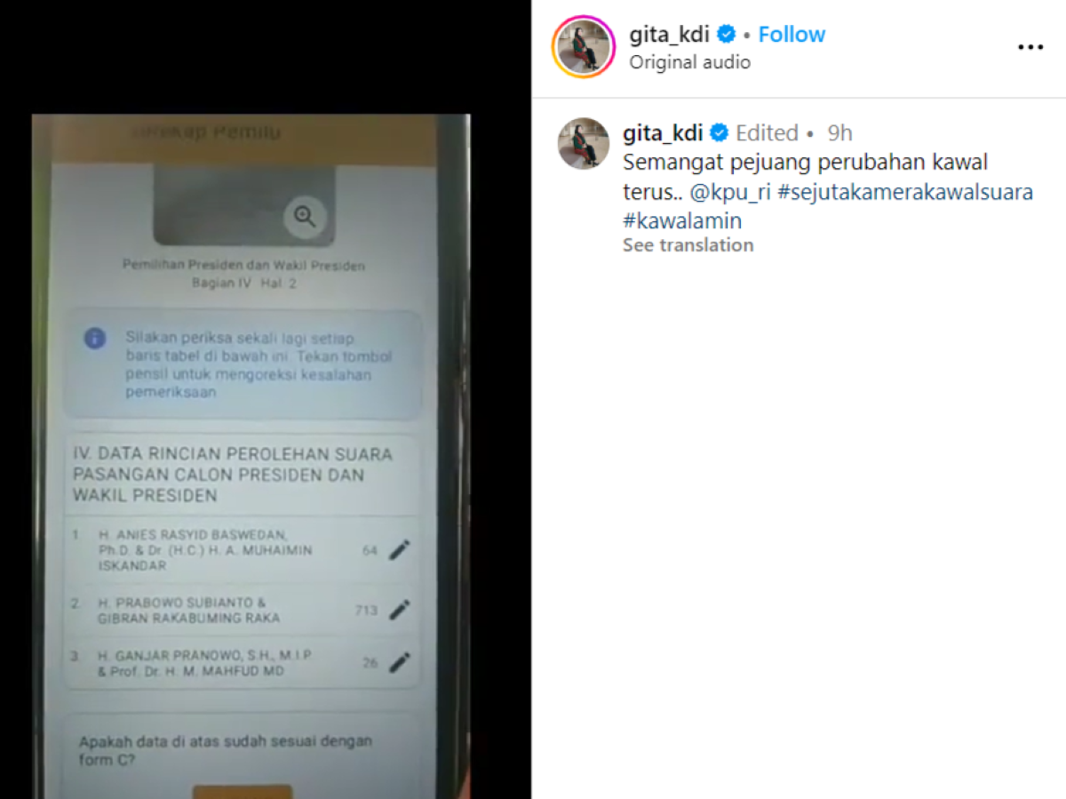 Tampilan di Instagram @gita-kdi.