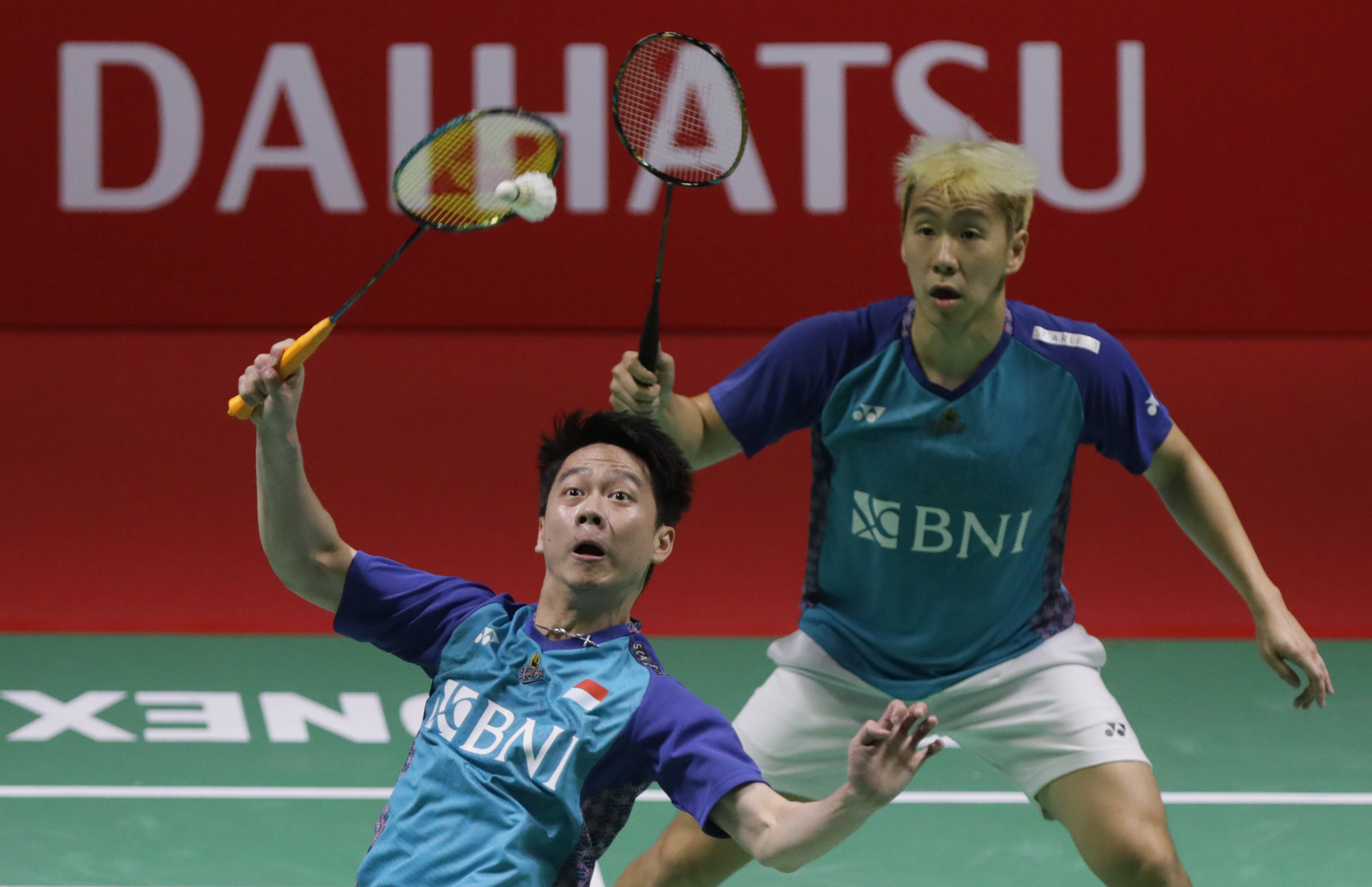 Marcus Fernaldi Gideon (kanan) dan Kevin Sanjaya Sukamuljo.