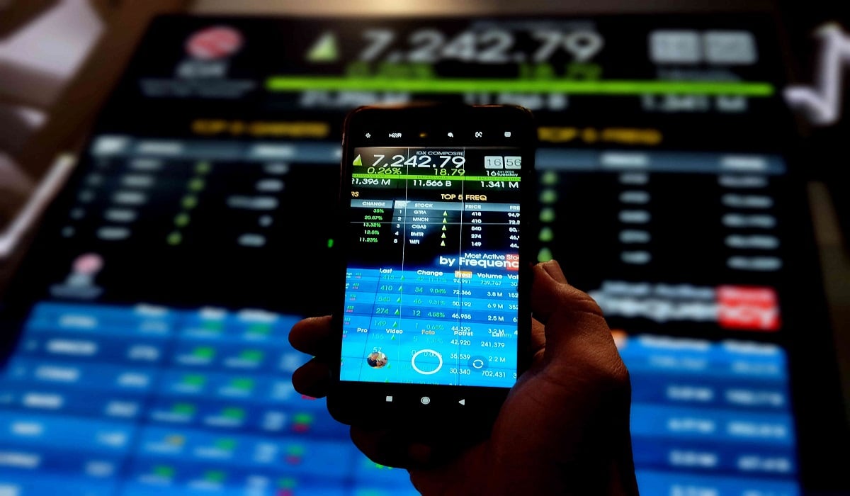 Layar informasi pergerakan harga saham di Bursa Efek Indonesia
